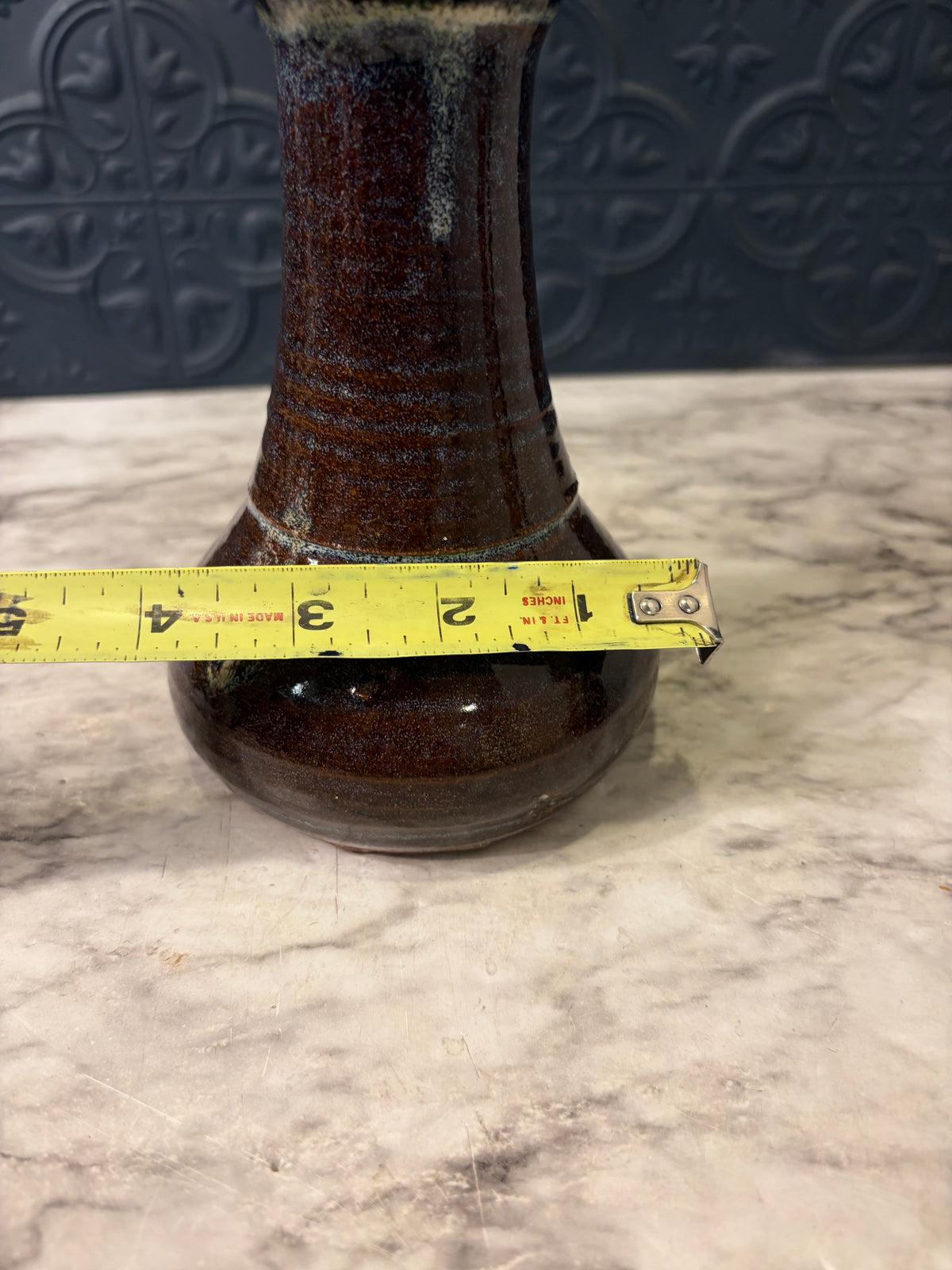 6" Terracotta Pottery Vse with Dark Brown Glaze