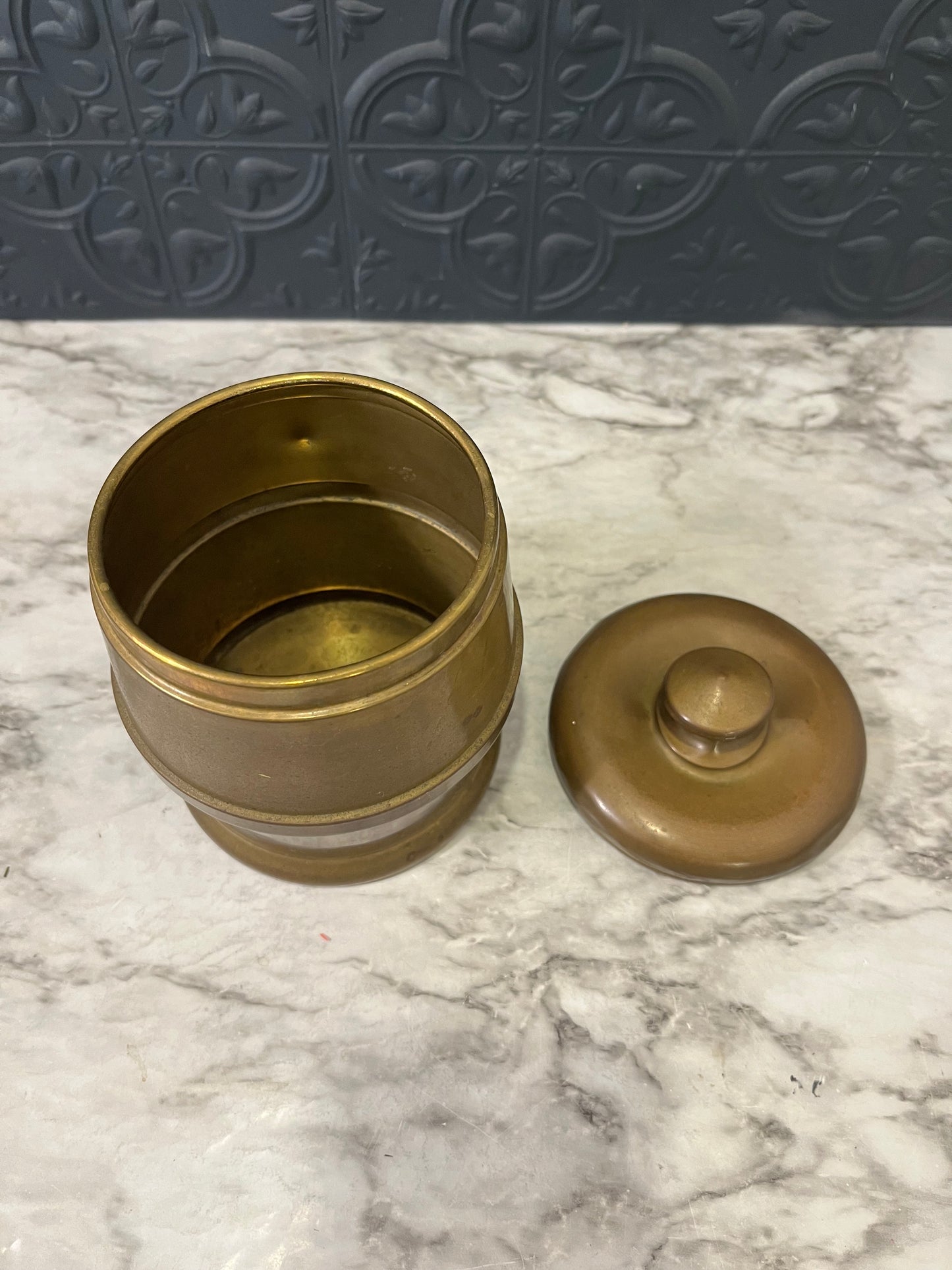 Patina brass Canister with lid