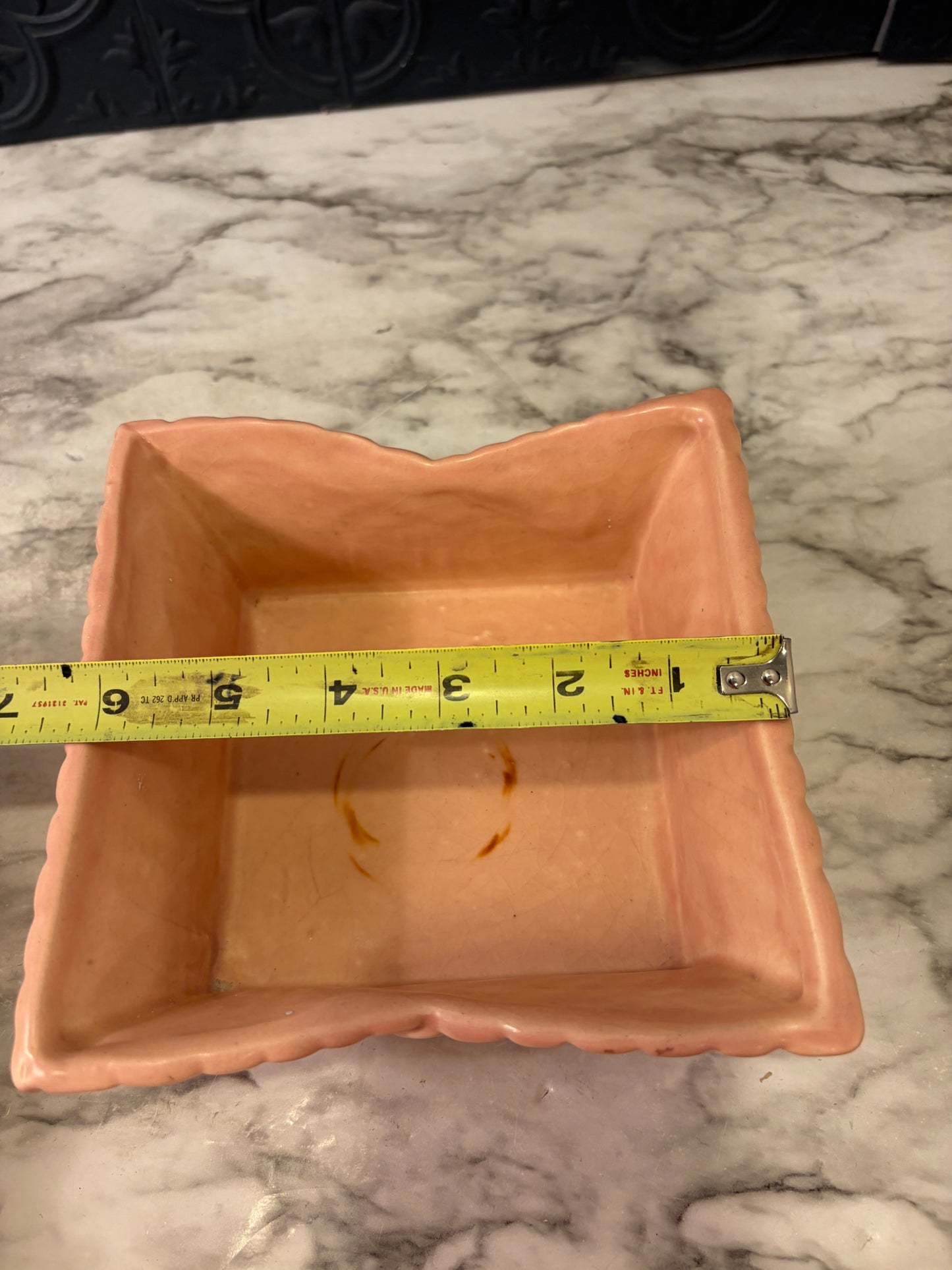 Pink Square Planter Leaf Pattern
