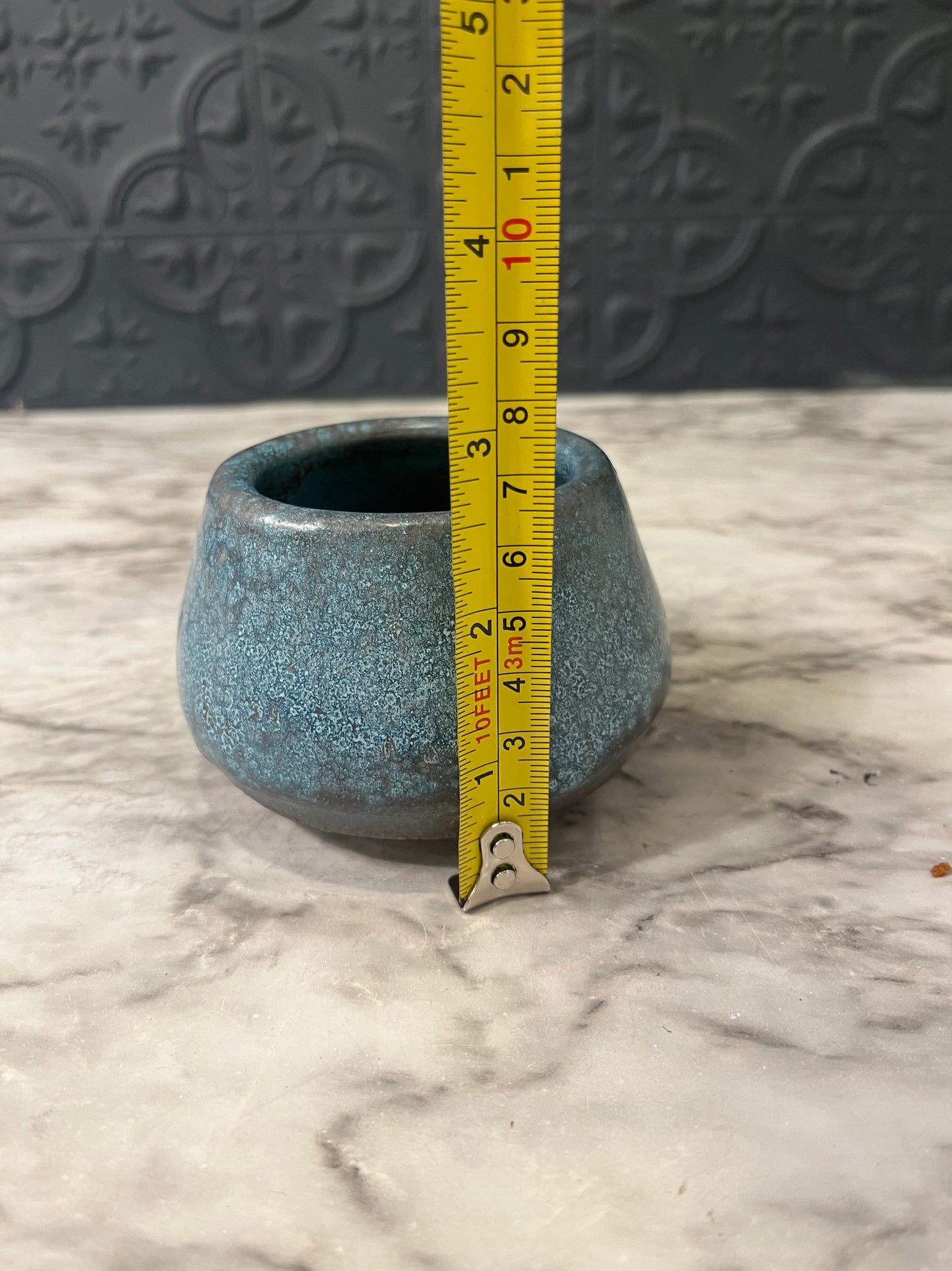 Small Distressed Blue Pot