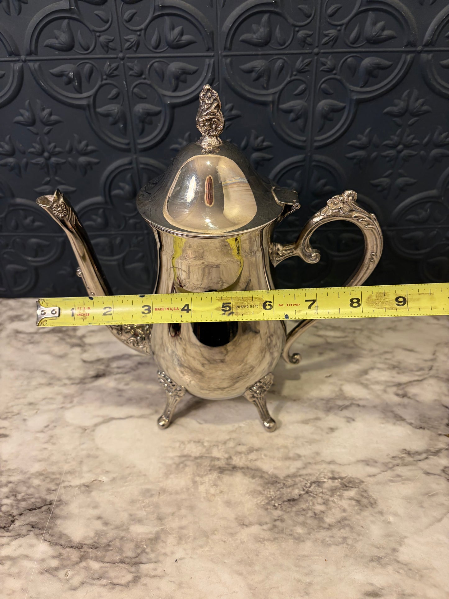 Shiny Silver Plate Pitcher with Feet