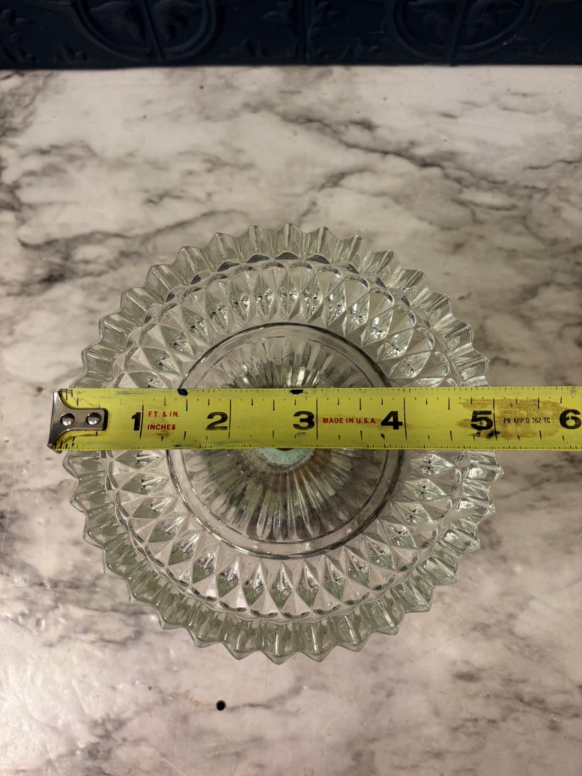 Pressed Glass Pedestal dish with Silver tone Metal Base