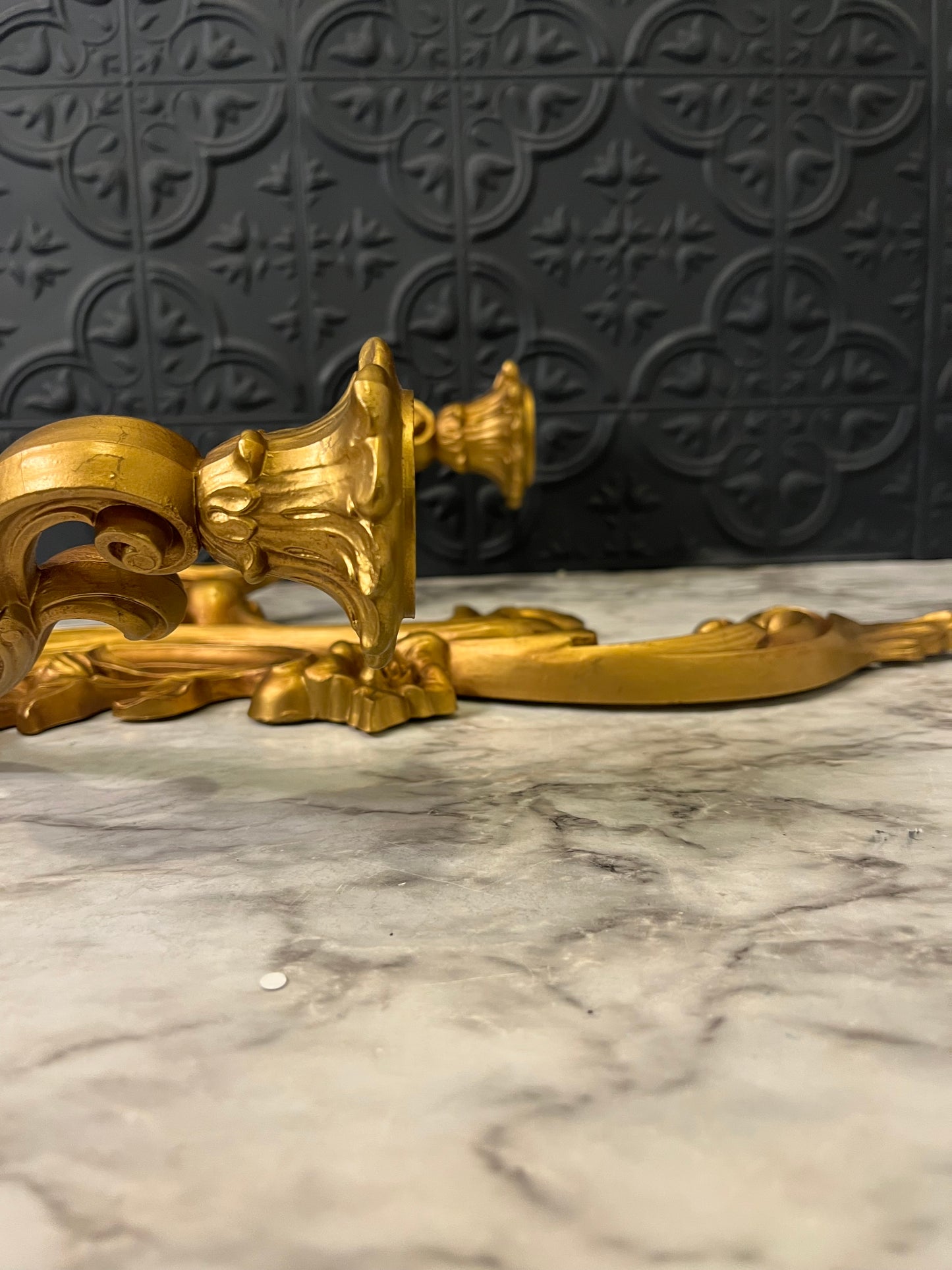 Syroco Gold wide double candle sconce