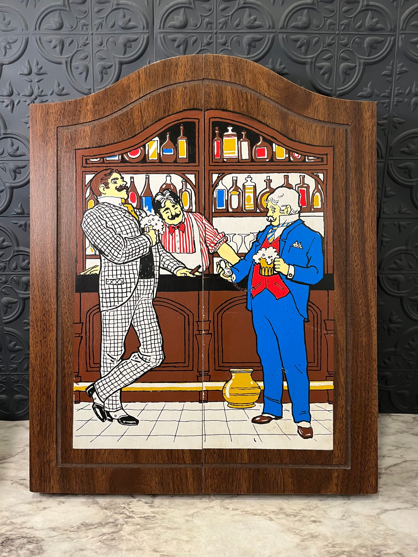 Vintage Wooden Dart Board Cabinet