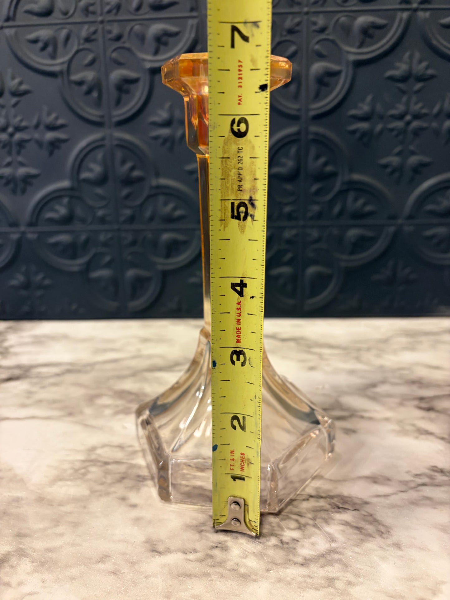 Carnival Glass to Clear Candle Holder