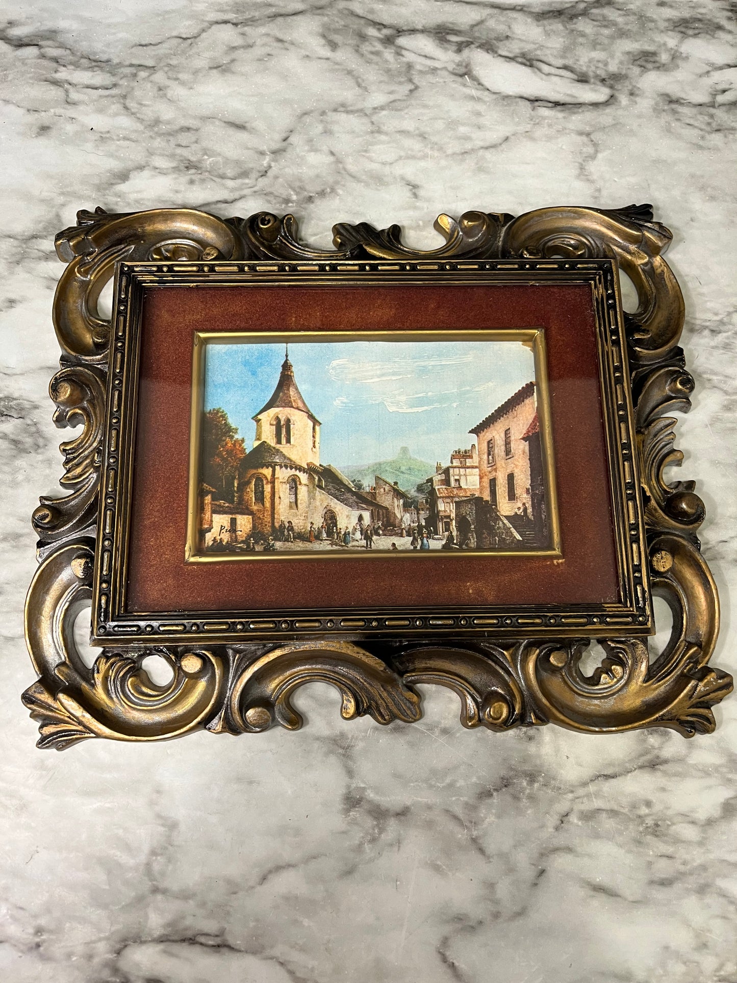 Ornate Plastic Frame with Village