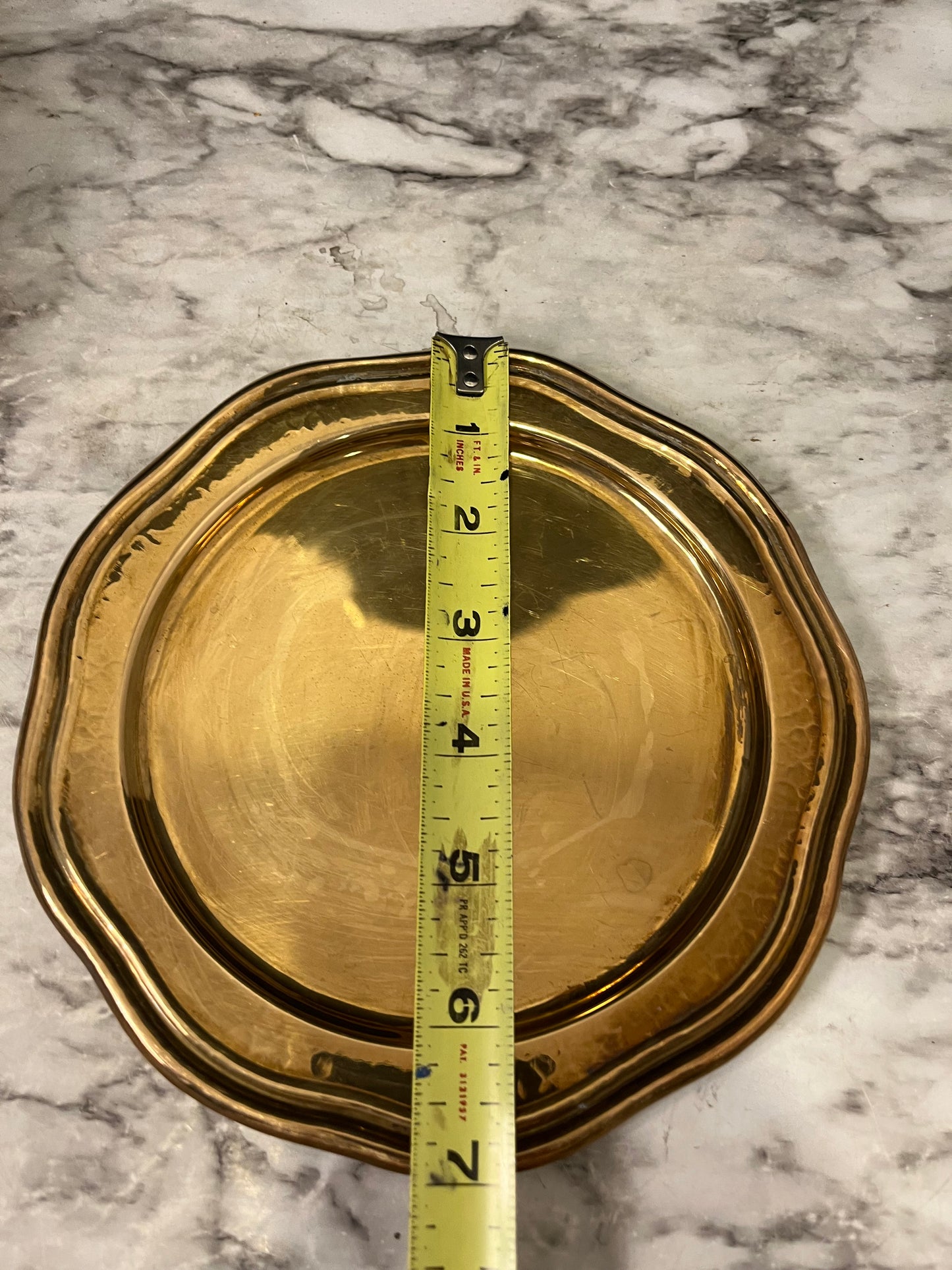 Brass Round Tray with Wavy Edge 7