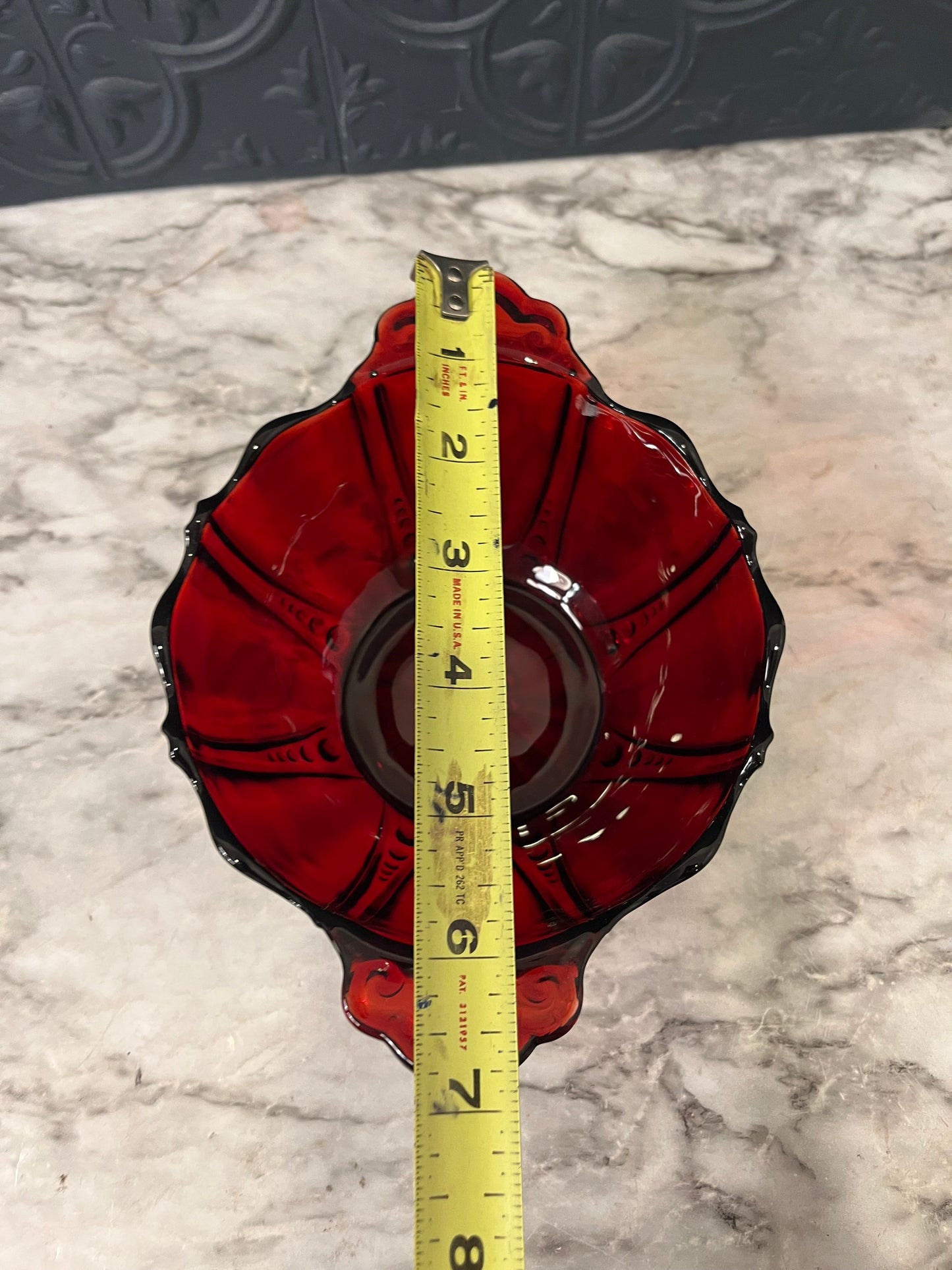 Ruby Red Oyster and Pearl glass bowl
