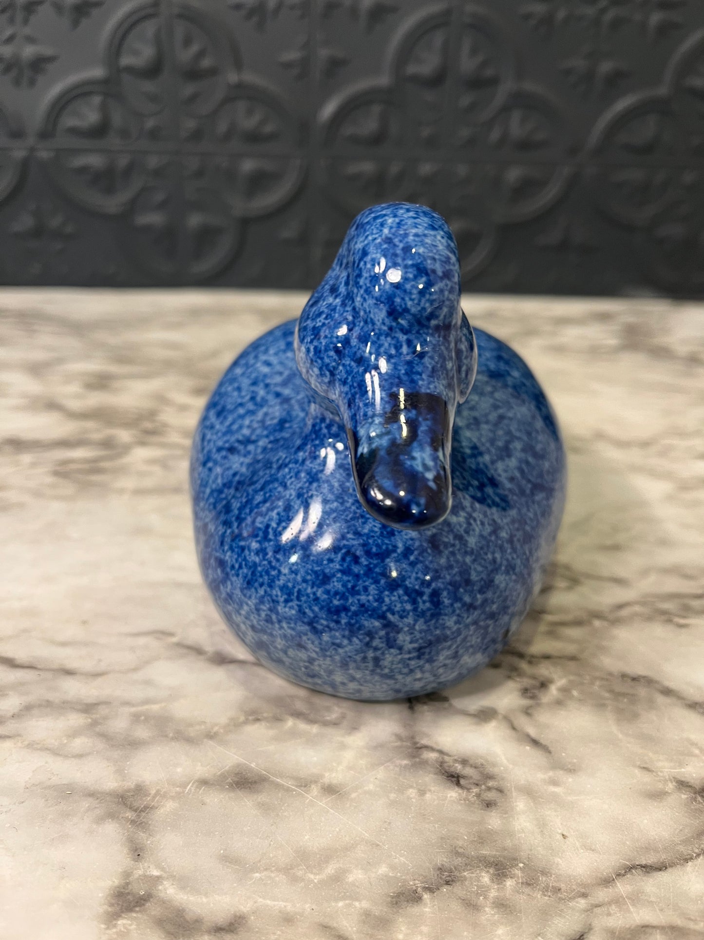Blue Speckled Ceramic Duck