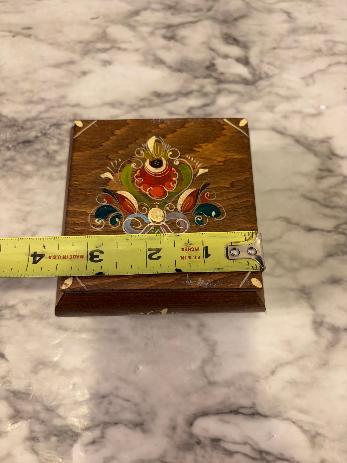 Handpainted Wood Square Box