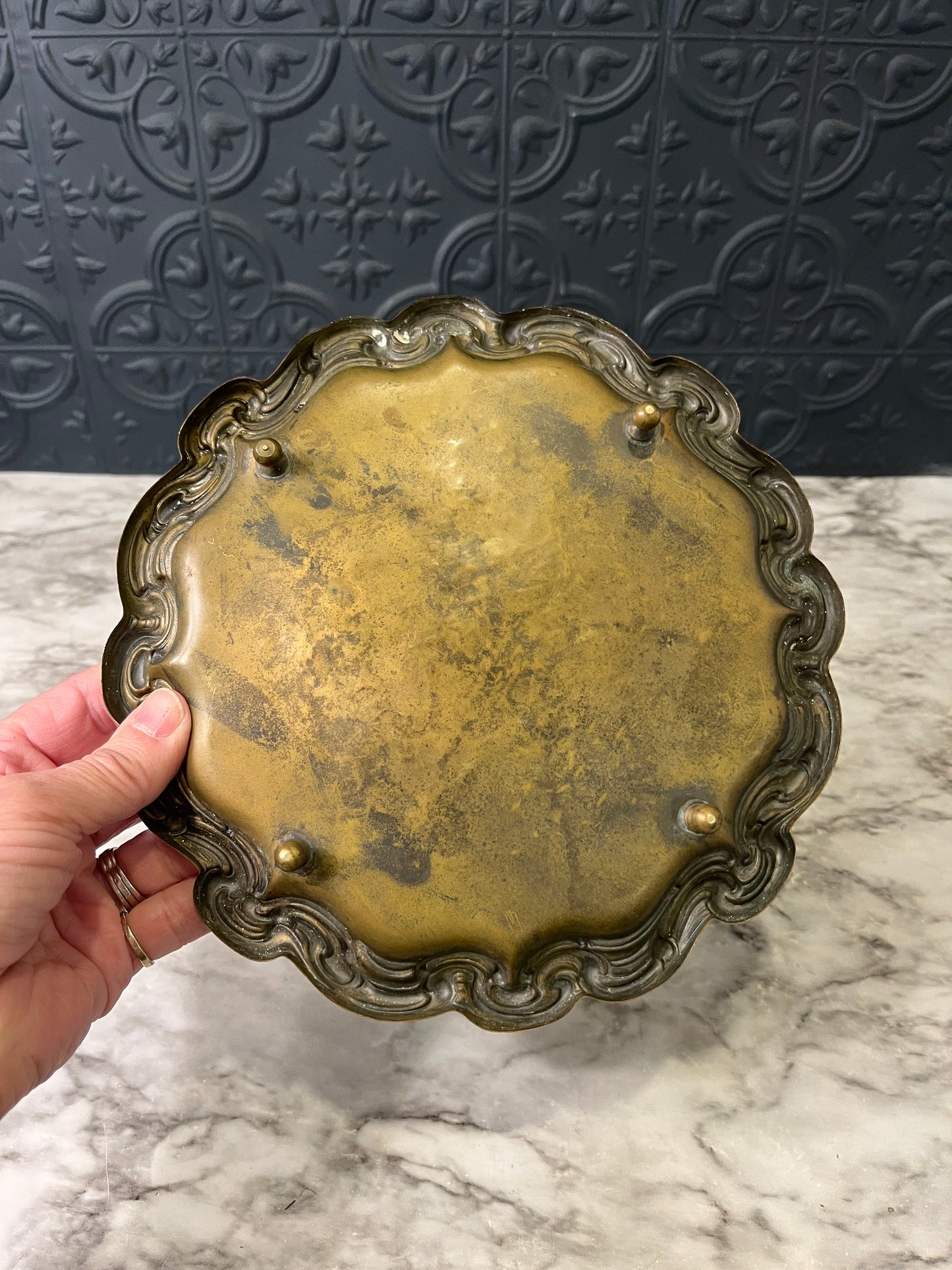 Small Brass Tray Round with feet