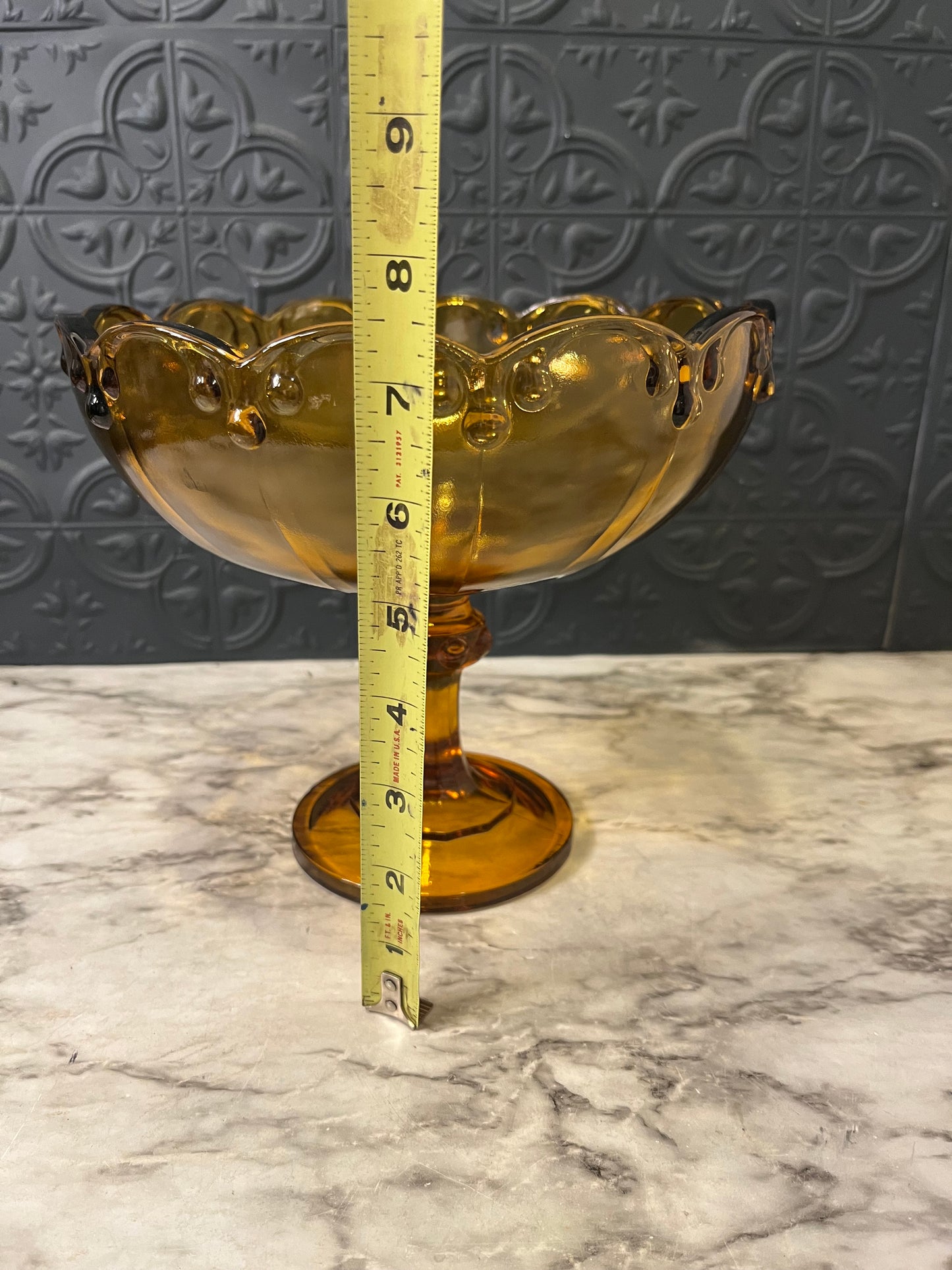 Indiana Glass Amber Teardrop Pedestal Bowl
