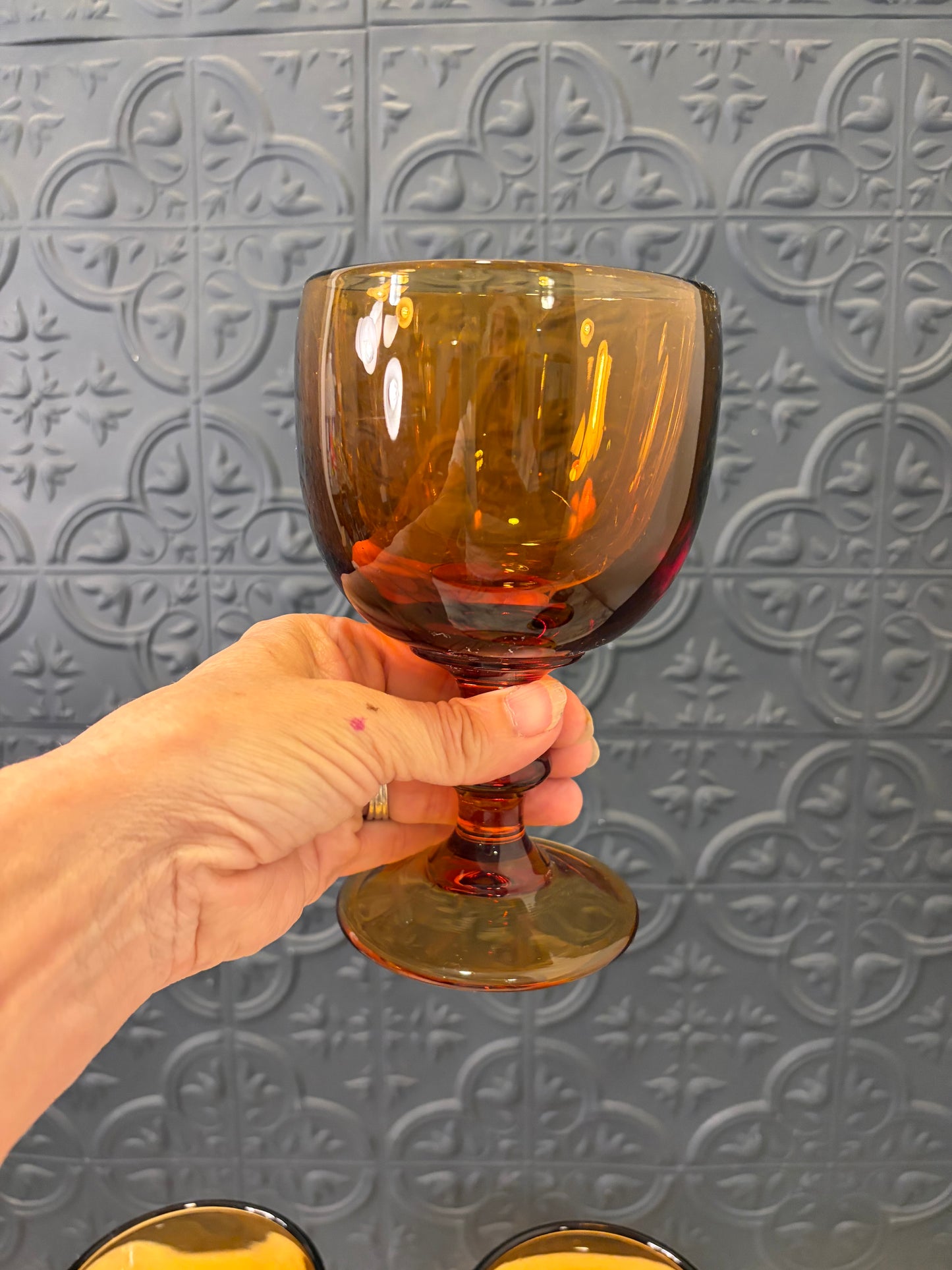 Imperial Hoffman House Amber Goblet set of 4
