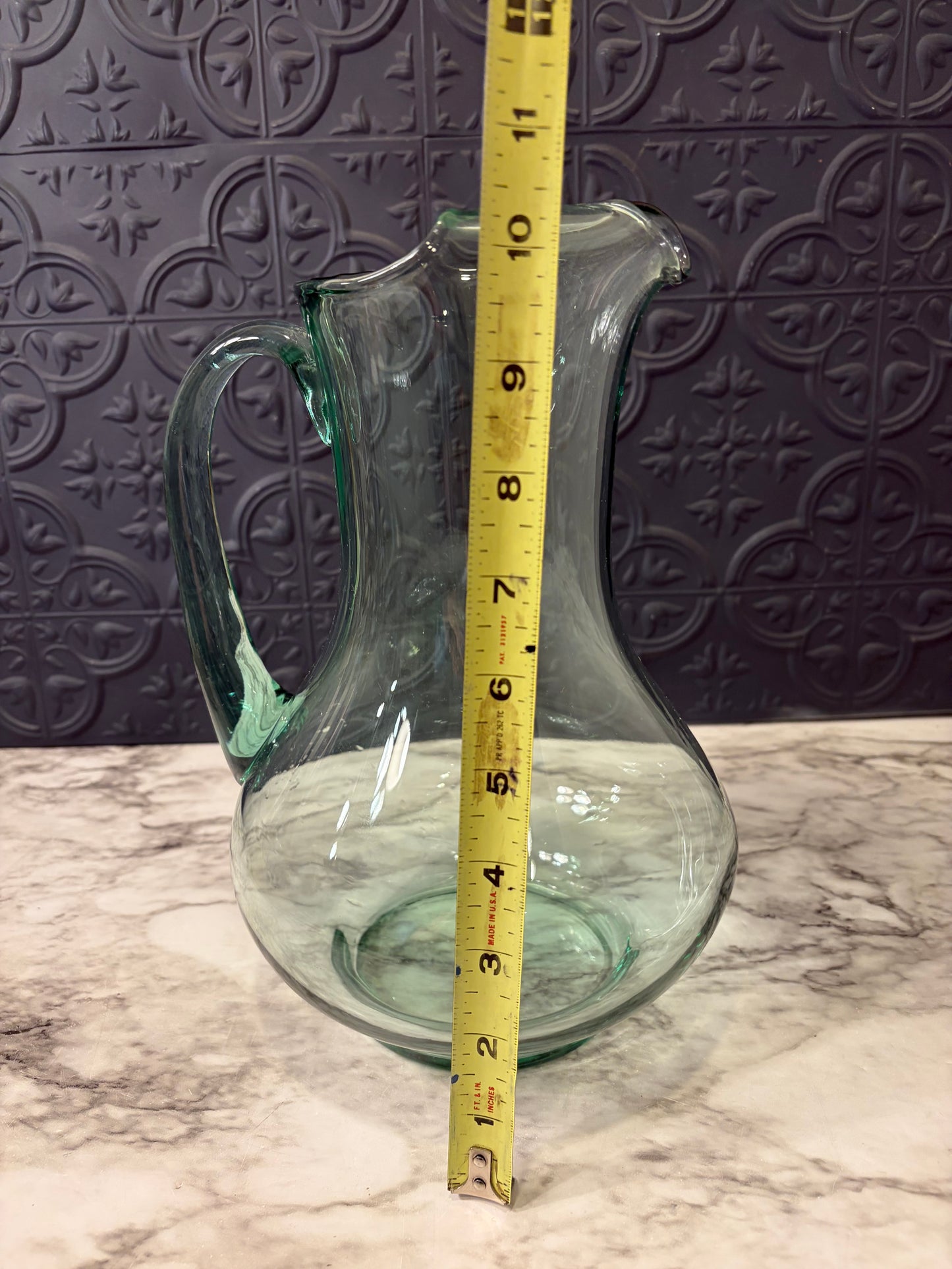 Aqua Blue Glass Pitcher
