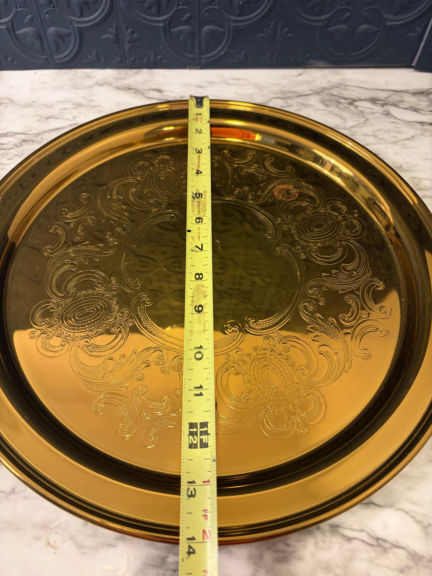 Baldwin Round Etched Tray 14"