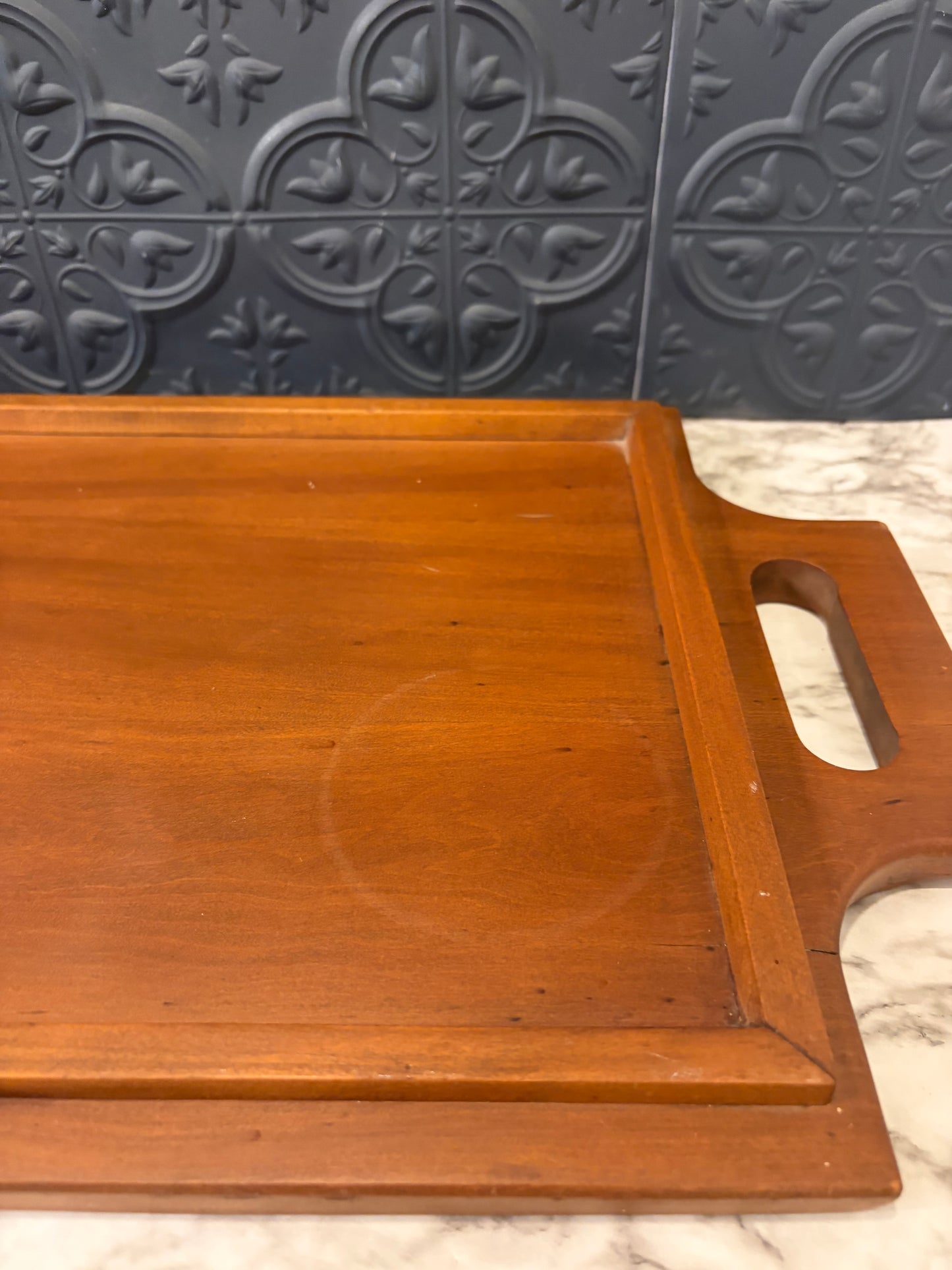 Wood Tray with Handles Mid Century