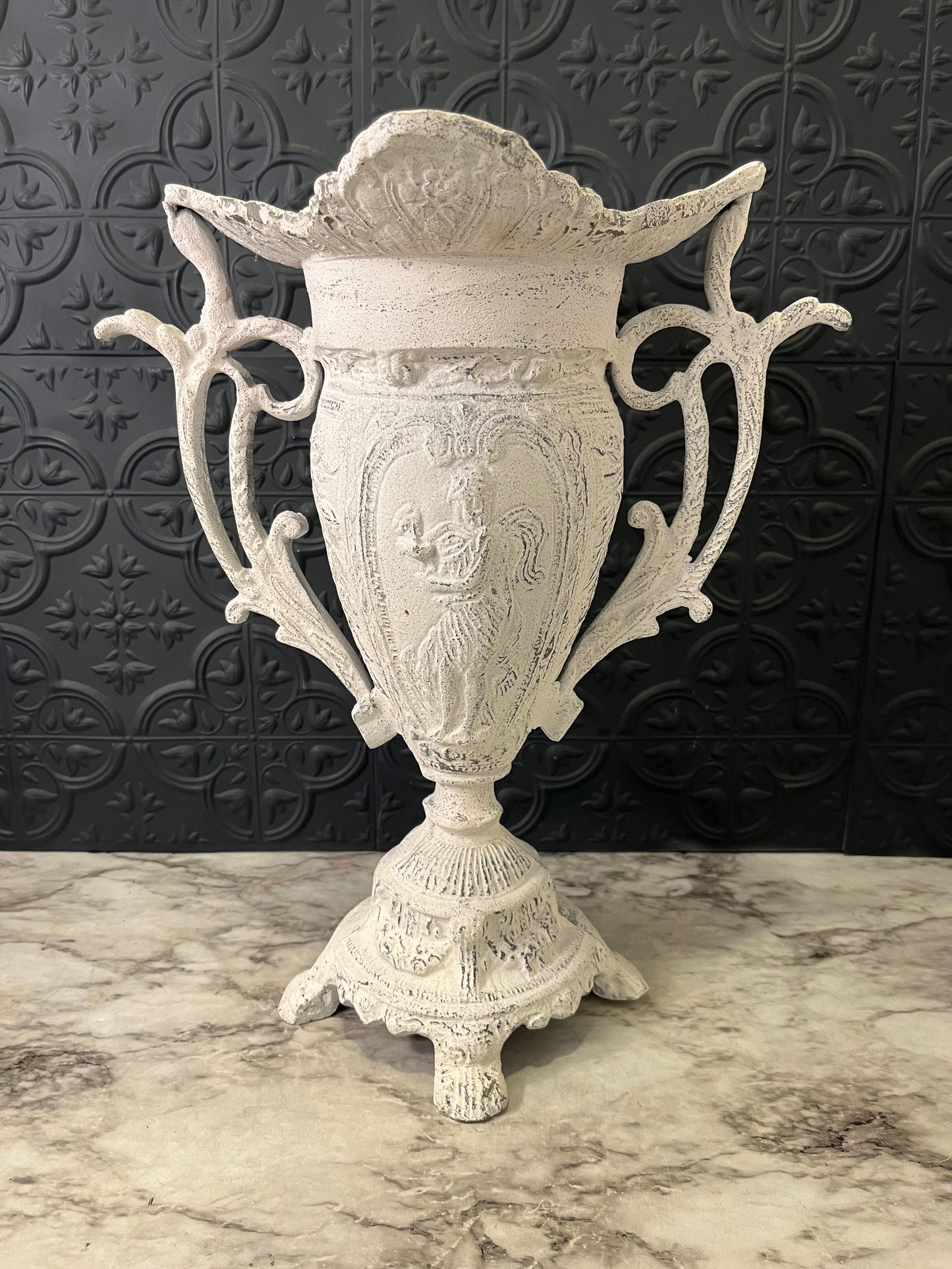 White Washed Large Trophy Style Planter