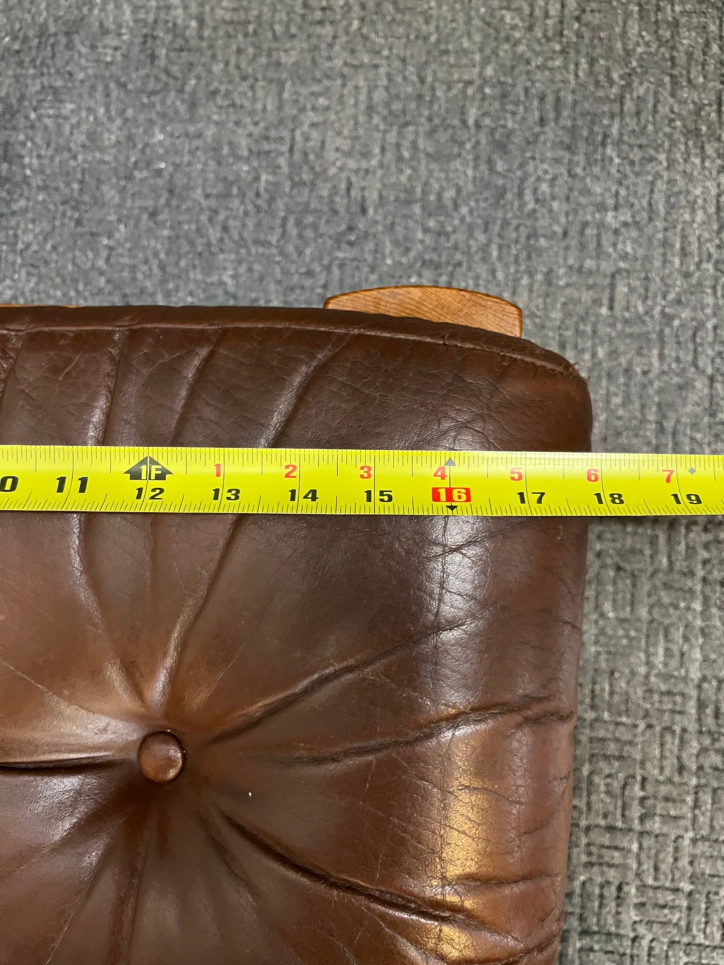 Danish Style Brown Leather Ottoman