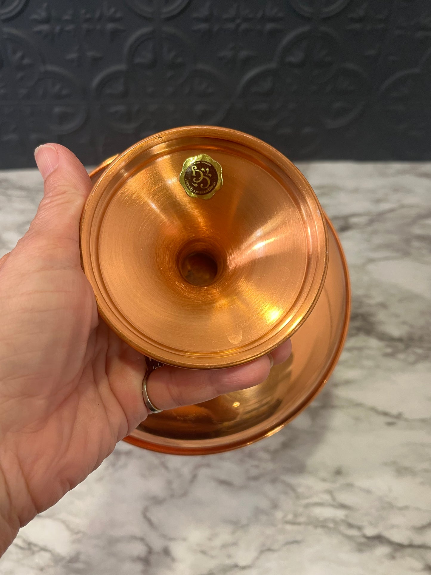 Copper Bowl with Pedestal