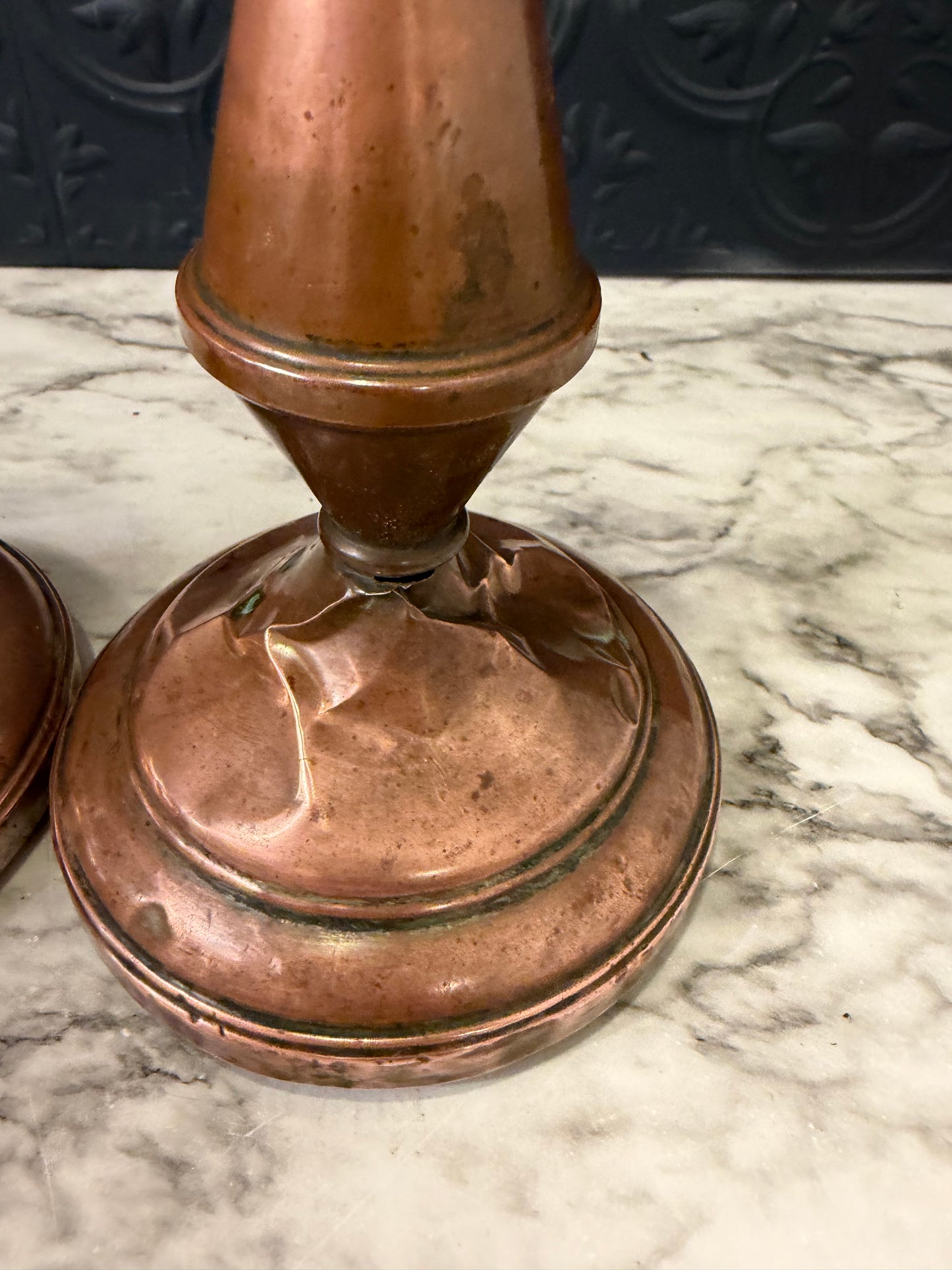 Copper Candlestick Pair 9.75"