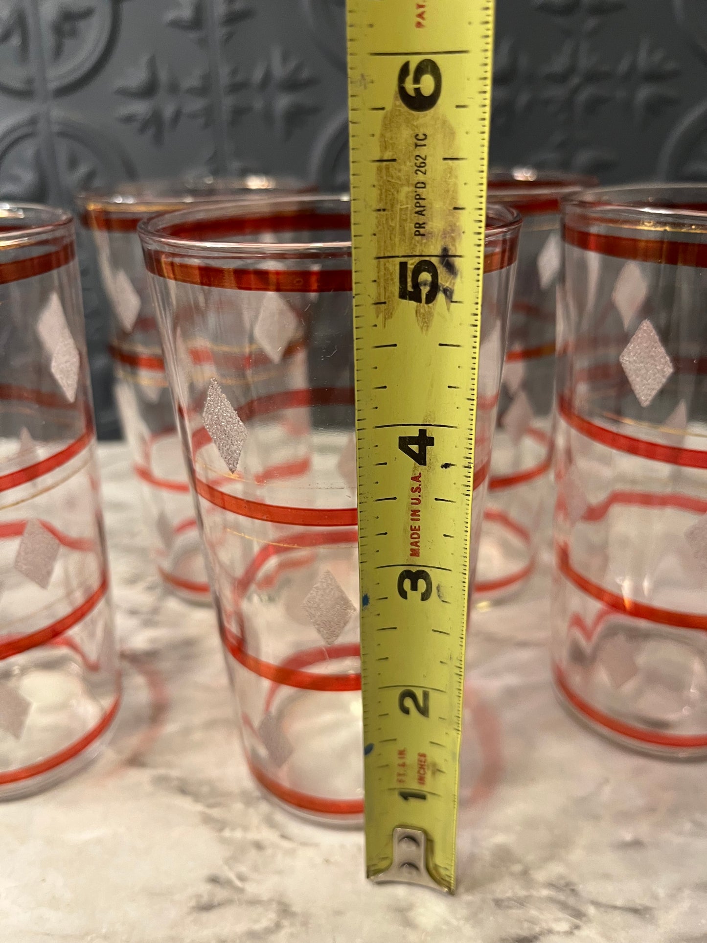 MCM Highball Tumbler in Rhythm Pattern Red set of5