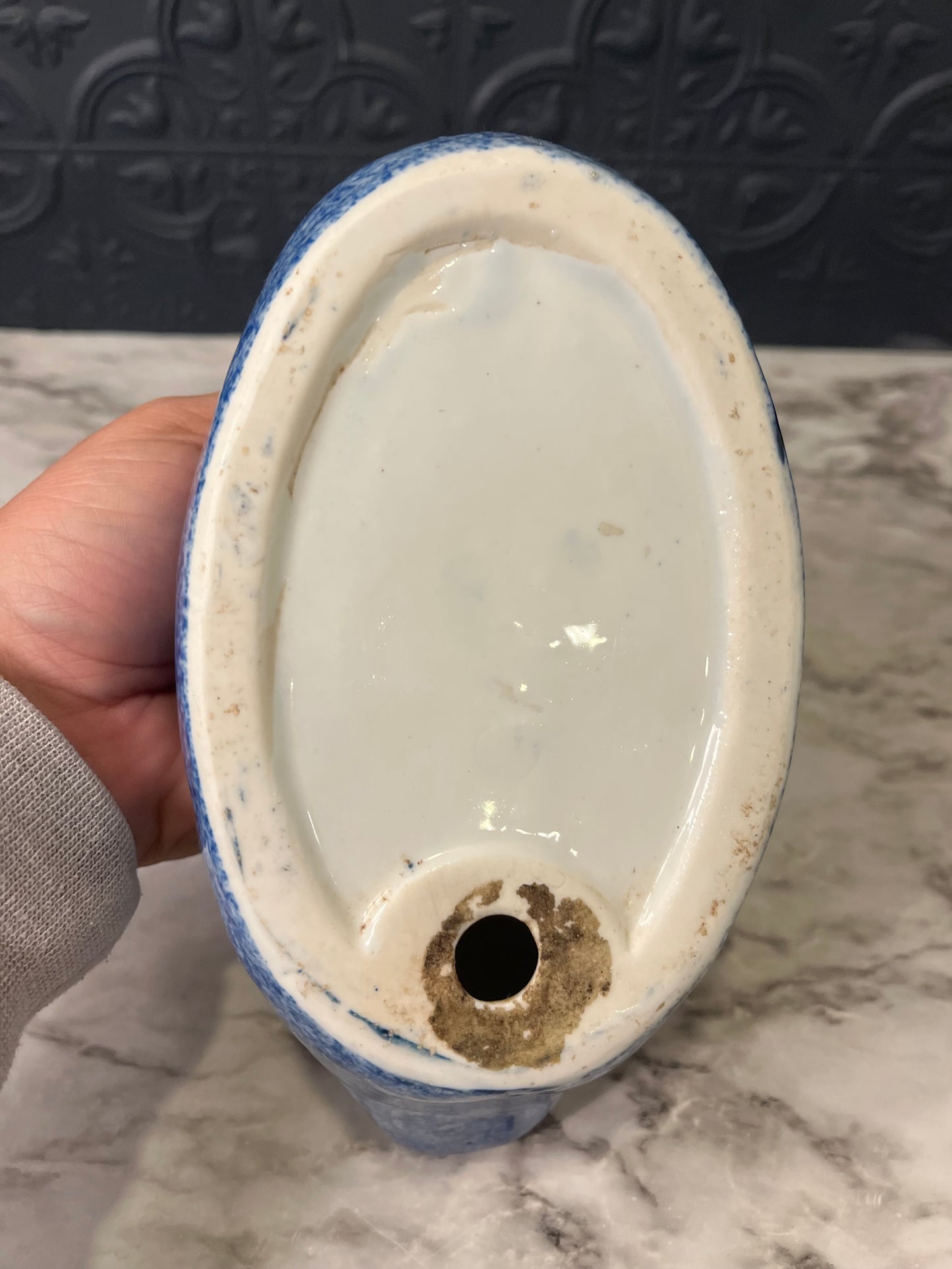 Blue Speckled Ceramic Duck