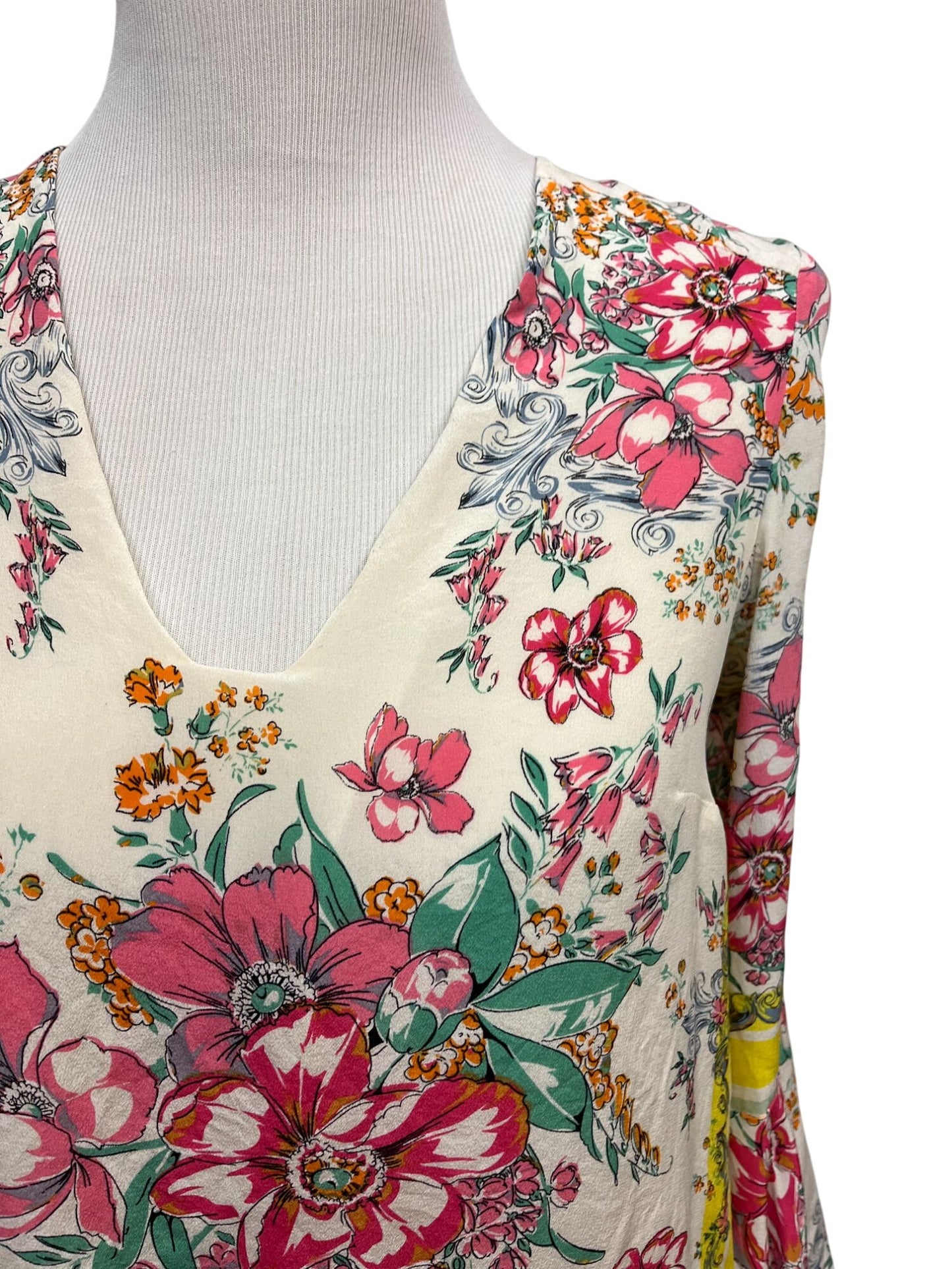 Moulinette Soeurs Anthropologie Womens Floral Print Dress Size 6 With V-Neck & Bell Sleeves