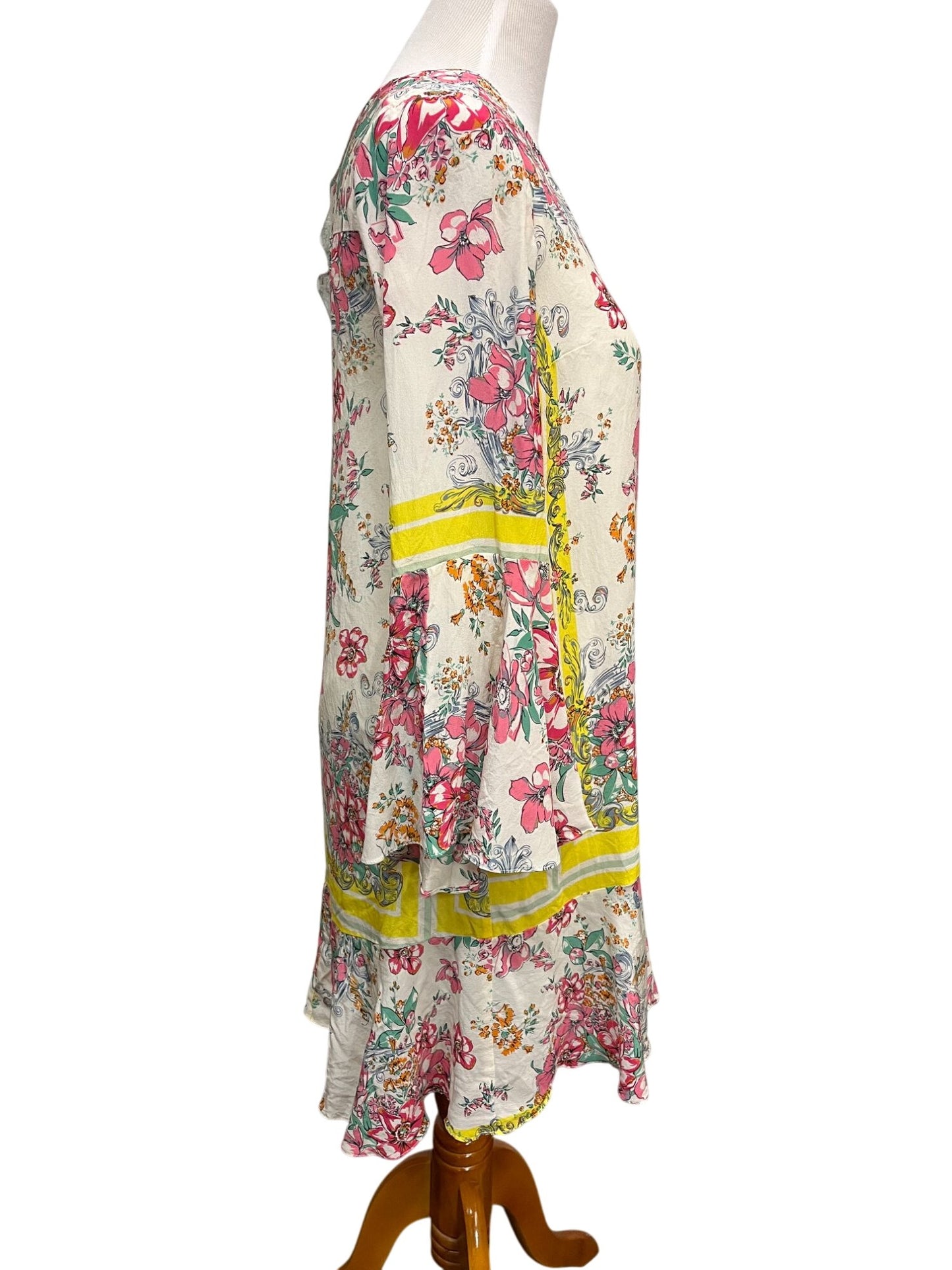 Moulinette Soeurs Anthropologie Womens Floral Print Dress Size 6 With V-Neck & Bell Sleeves