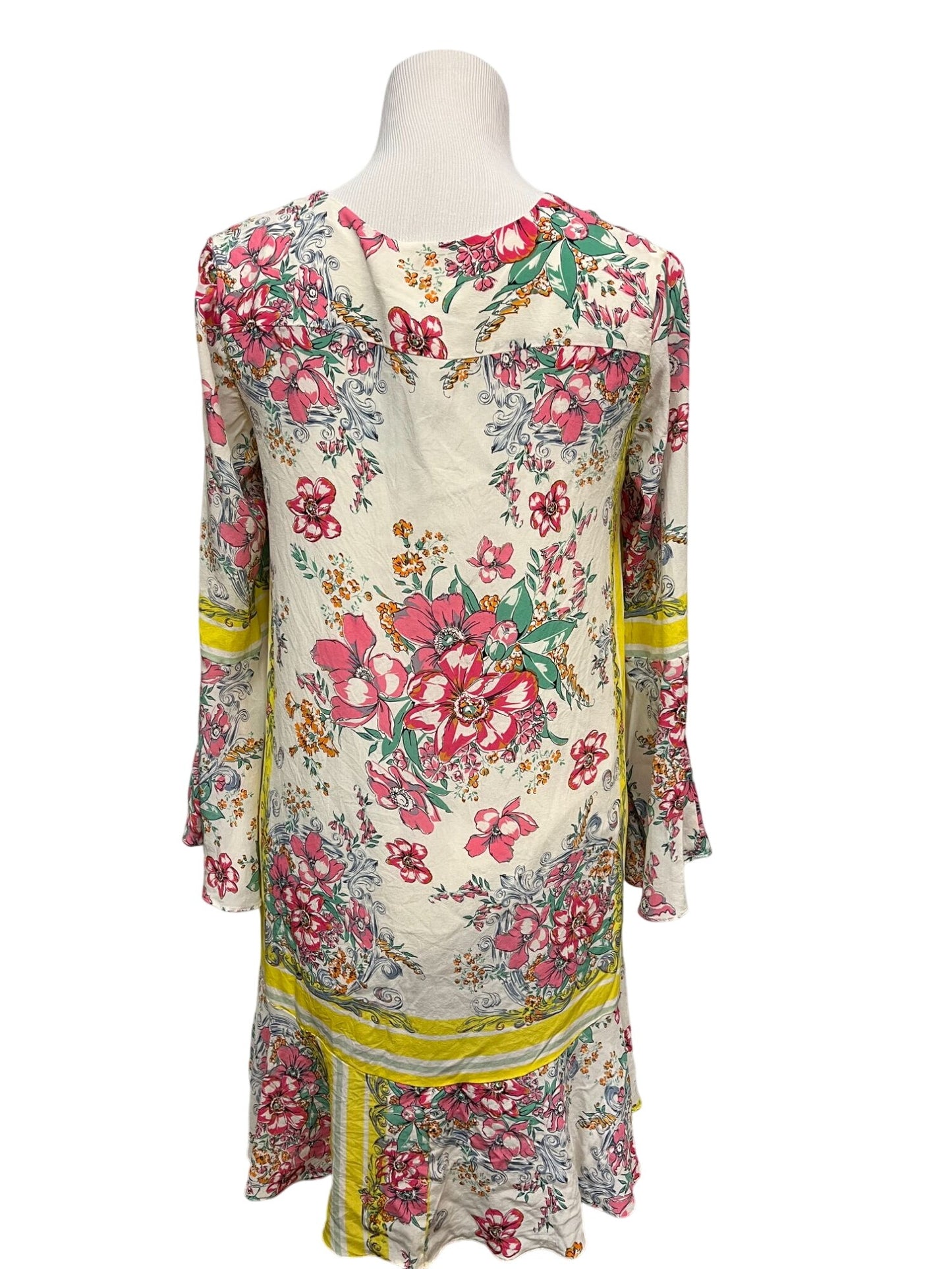 Moulinette Soeurs Anthropologie Womens Floral Print Dress Size 6 With V-Neck & Bell Sleeves