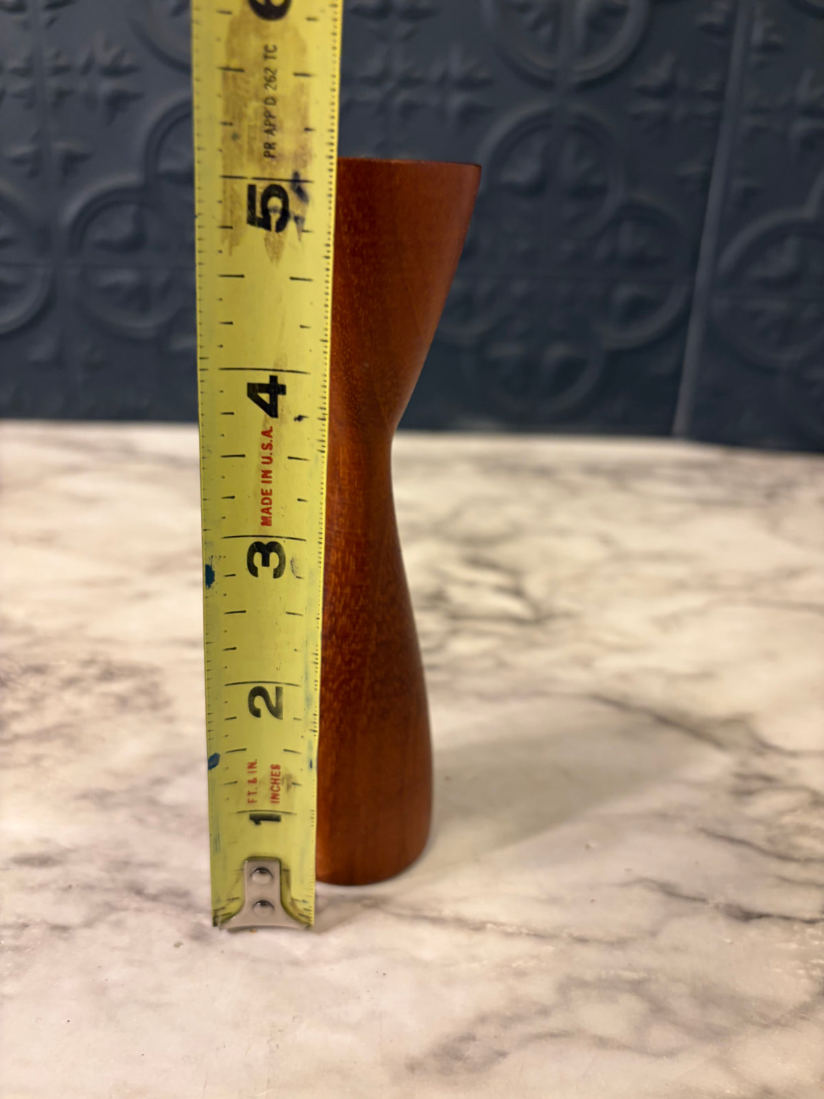 5.25" Wood Mid Century Candle Holder