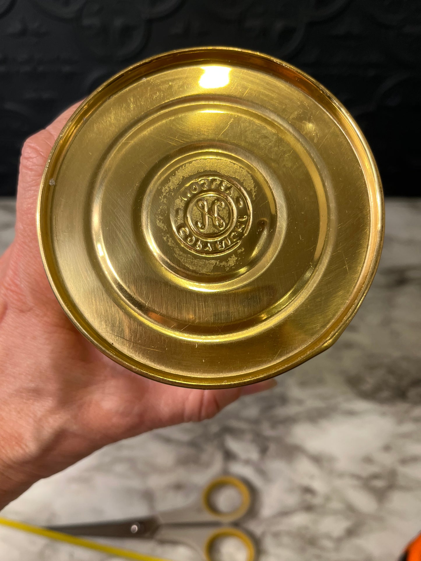 Brass Bucket with Handles and flowers