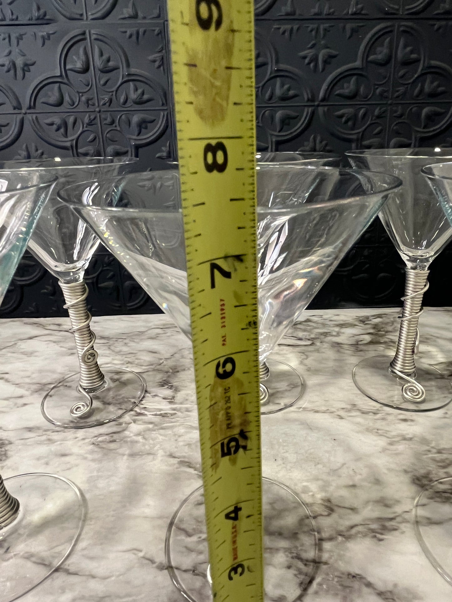 Martini Glasses with Metal Coil Set of 6