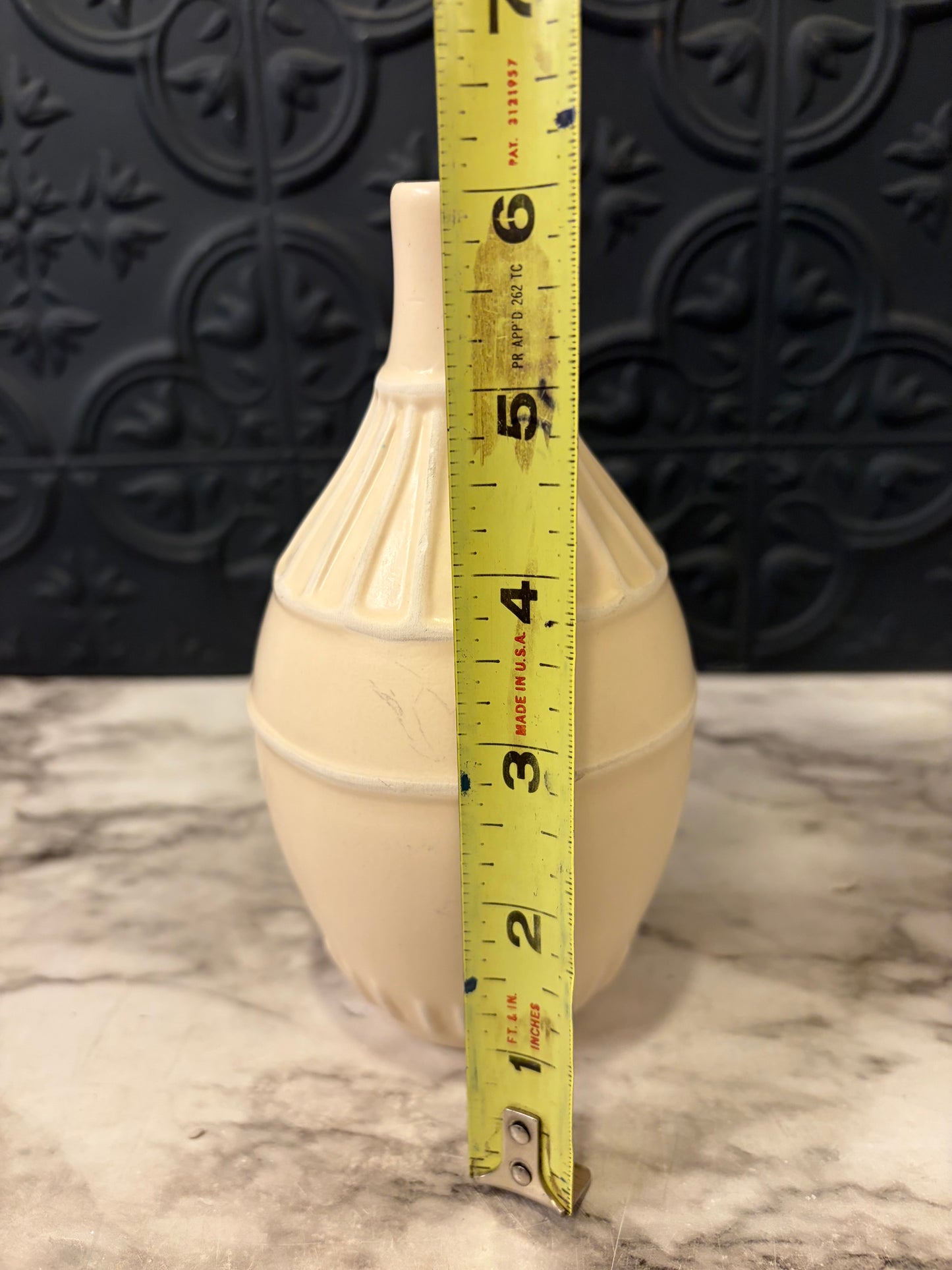 Small Cream Bud Vase with ridges