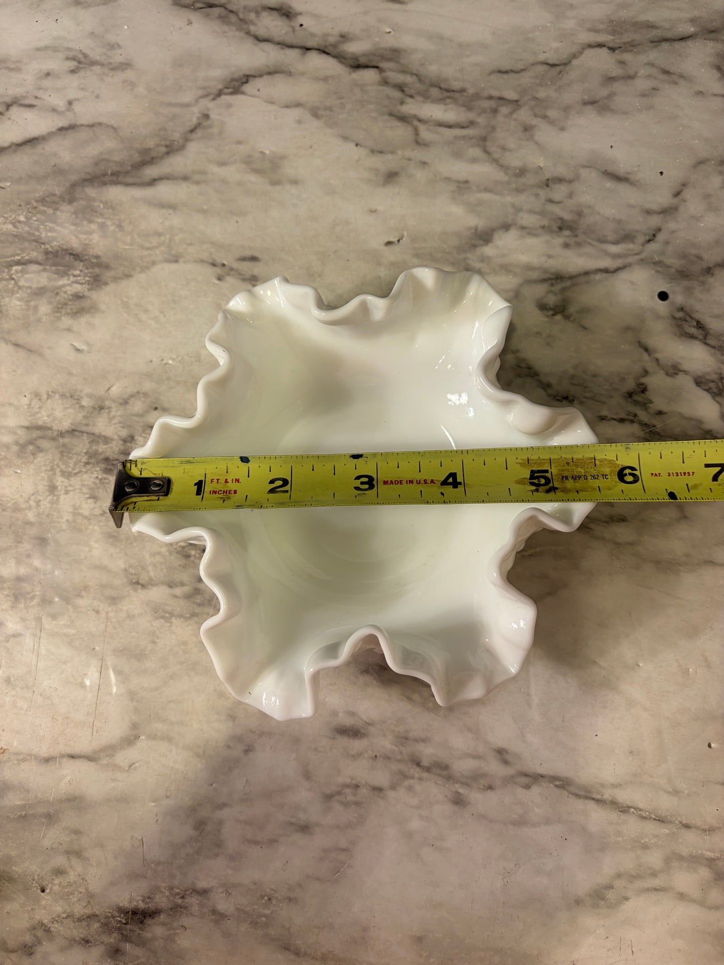 Fenton Milk Glass Hobnail Ruffled Edge Bowl