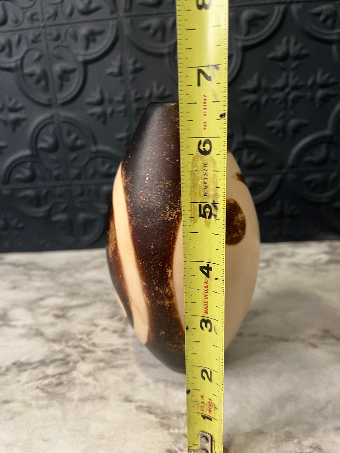 Brown and Cream Peruvian Style yin yang Vase