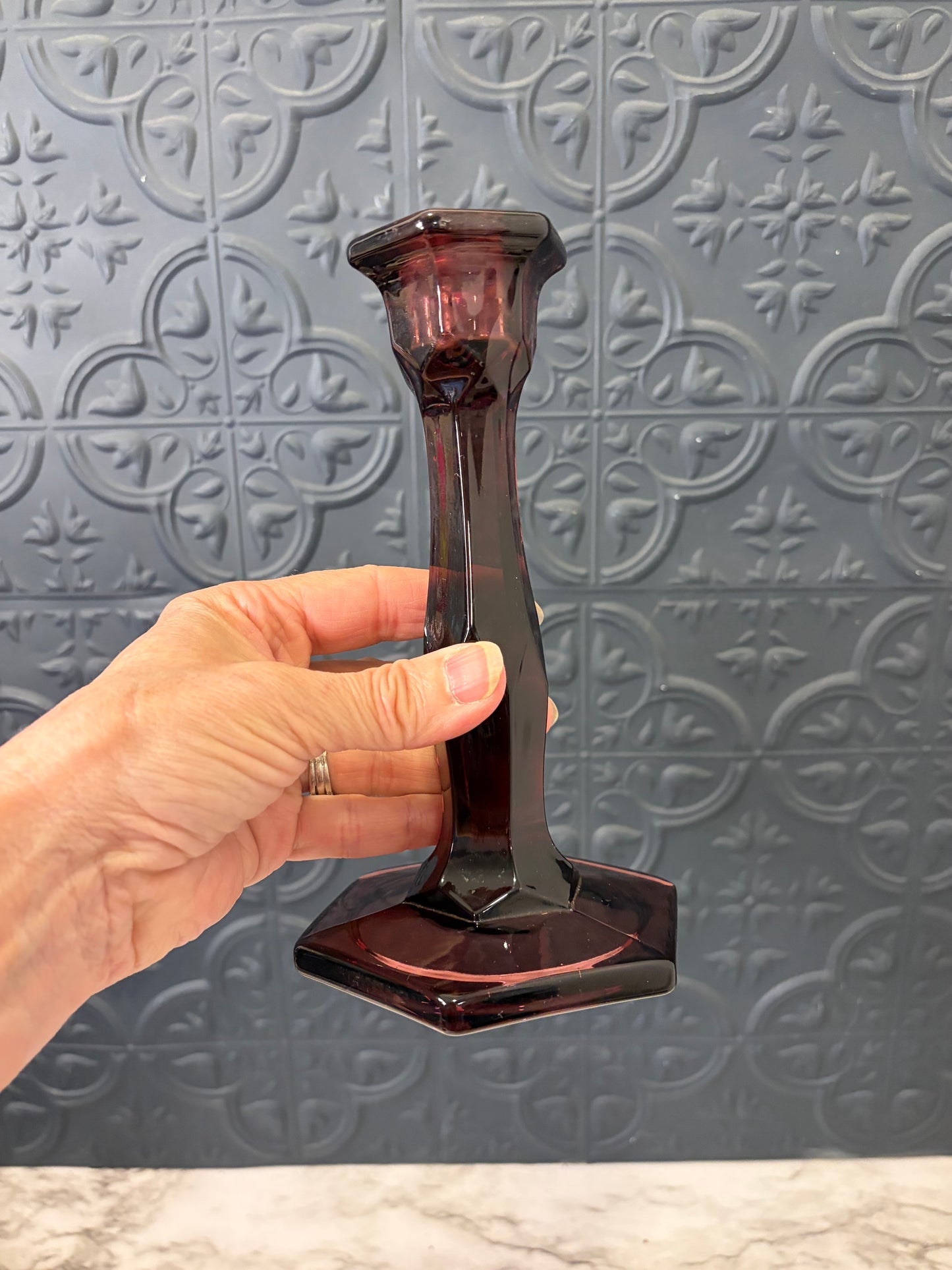 Amethyst Glass Candle Holder