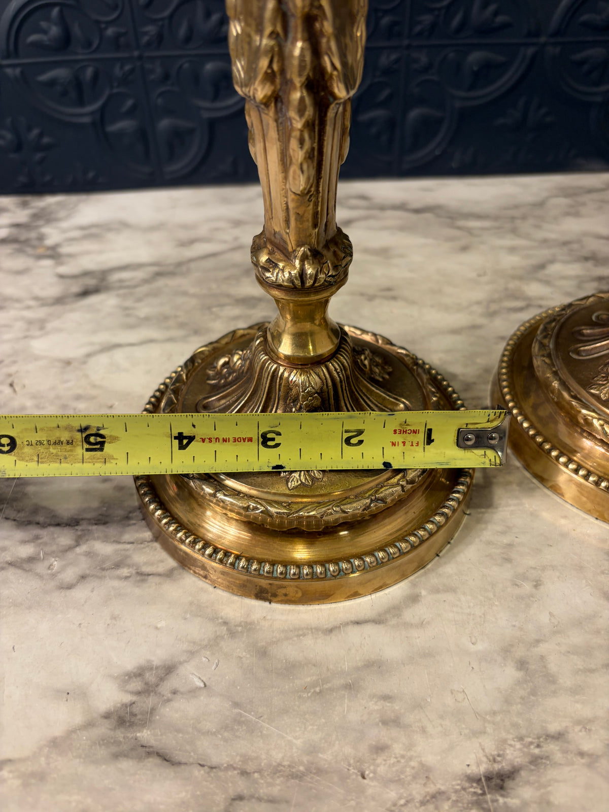 Castillian Ornate Brass Candle Holders set of 2