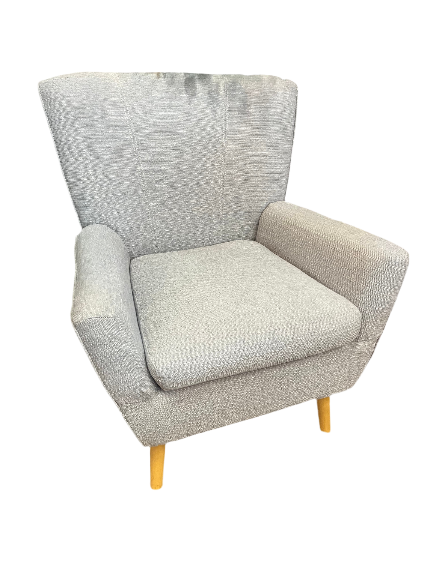 Gray arm chair with modern silhouette