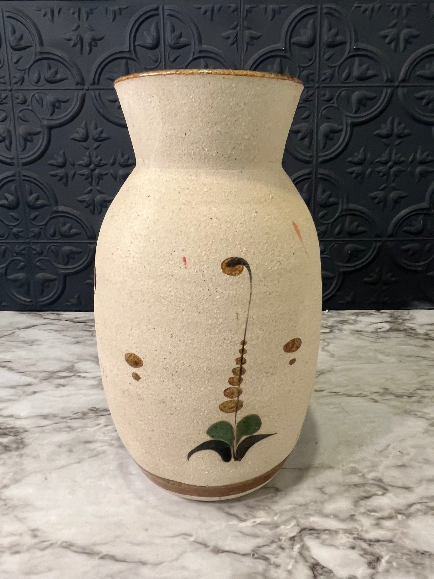 Mexican Pottery Vase with Flying Bird
