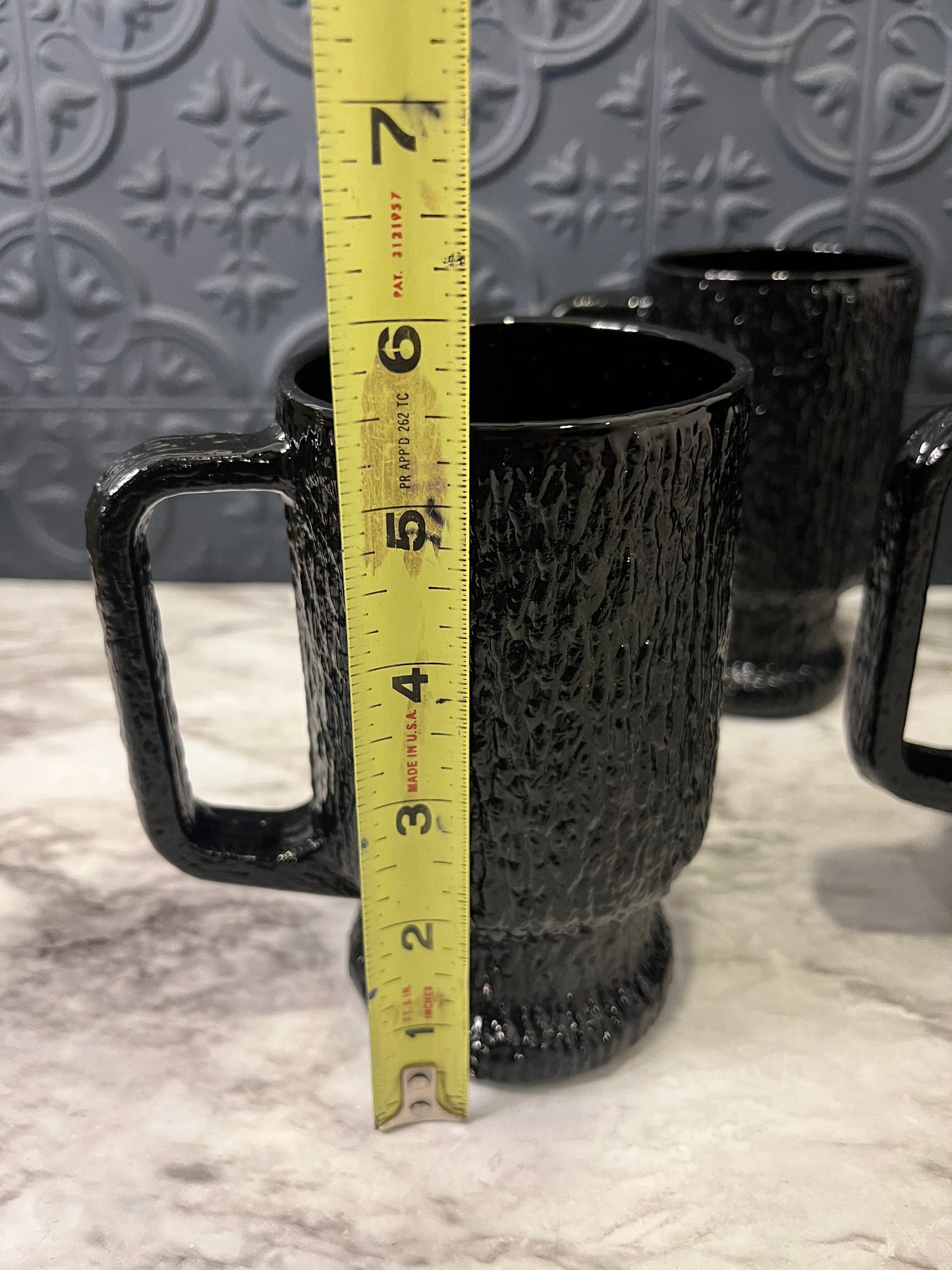 Black Indiana Glass Mugs x 4