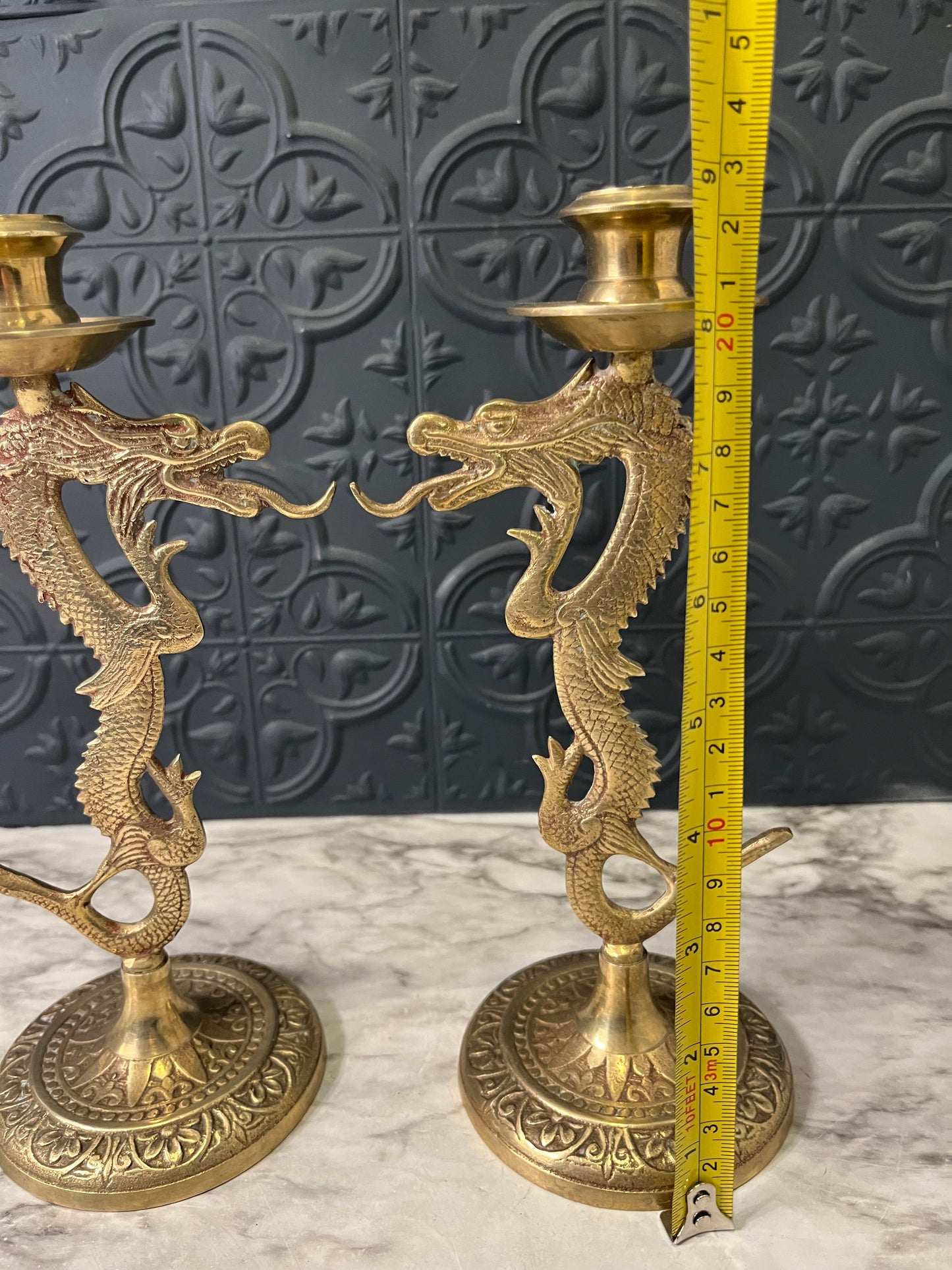 Brass Dragon Candle Holders x2