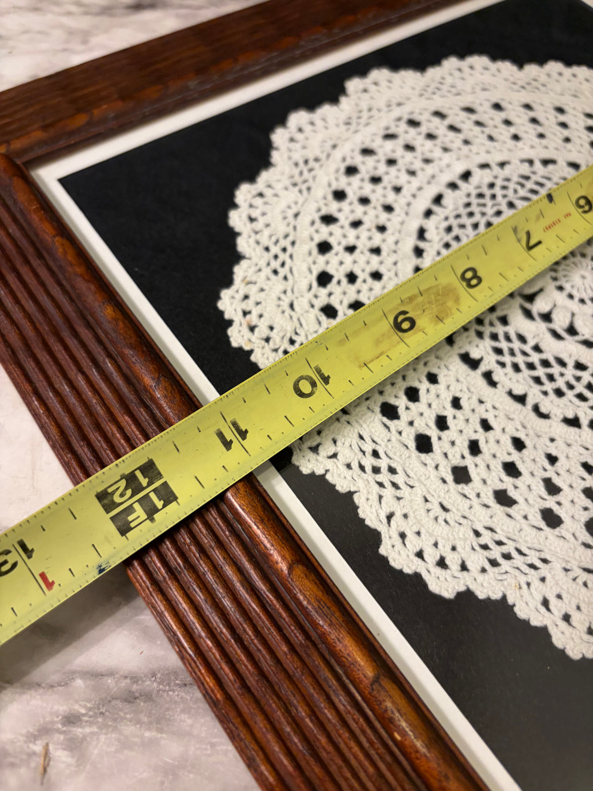 12.5" Ribbed Wood Framed Doiley