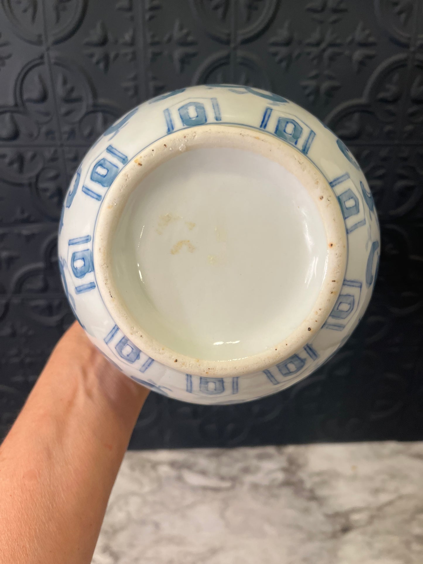 Ceramic Blue white and Pink Vase