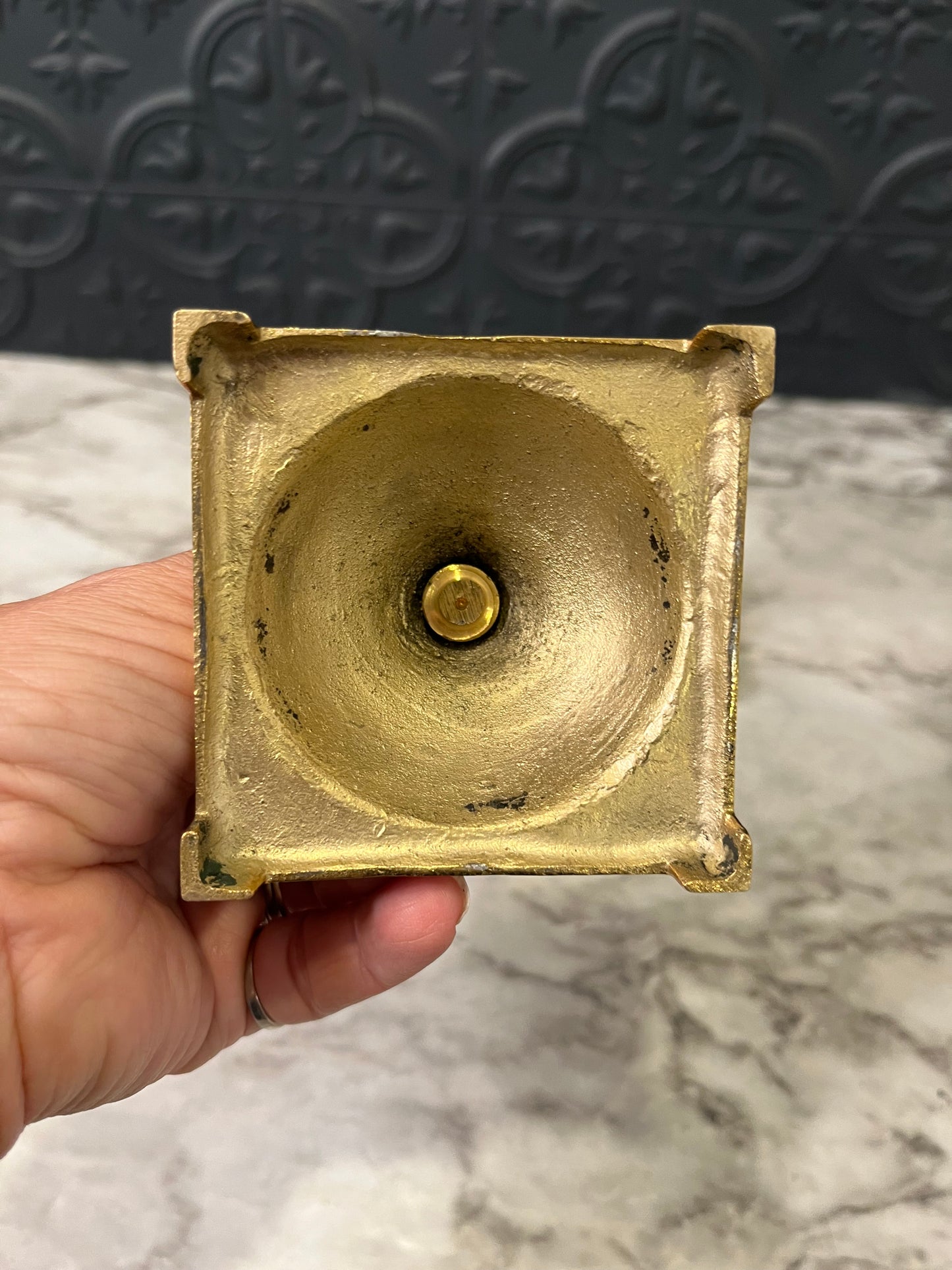 Short Brass Candle Holder set with Square Bottom