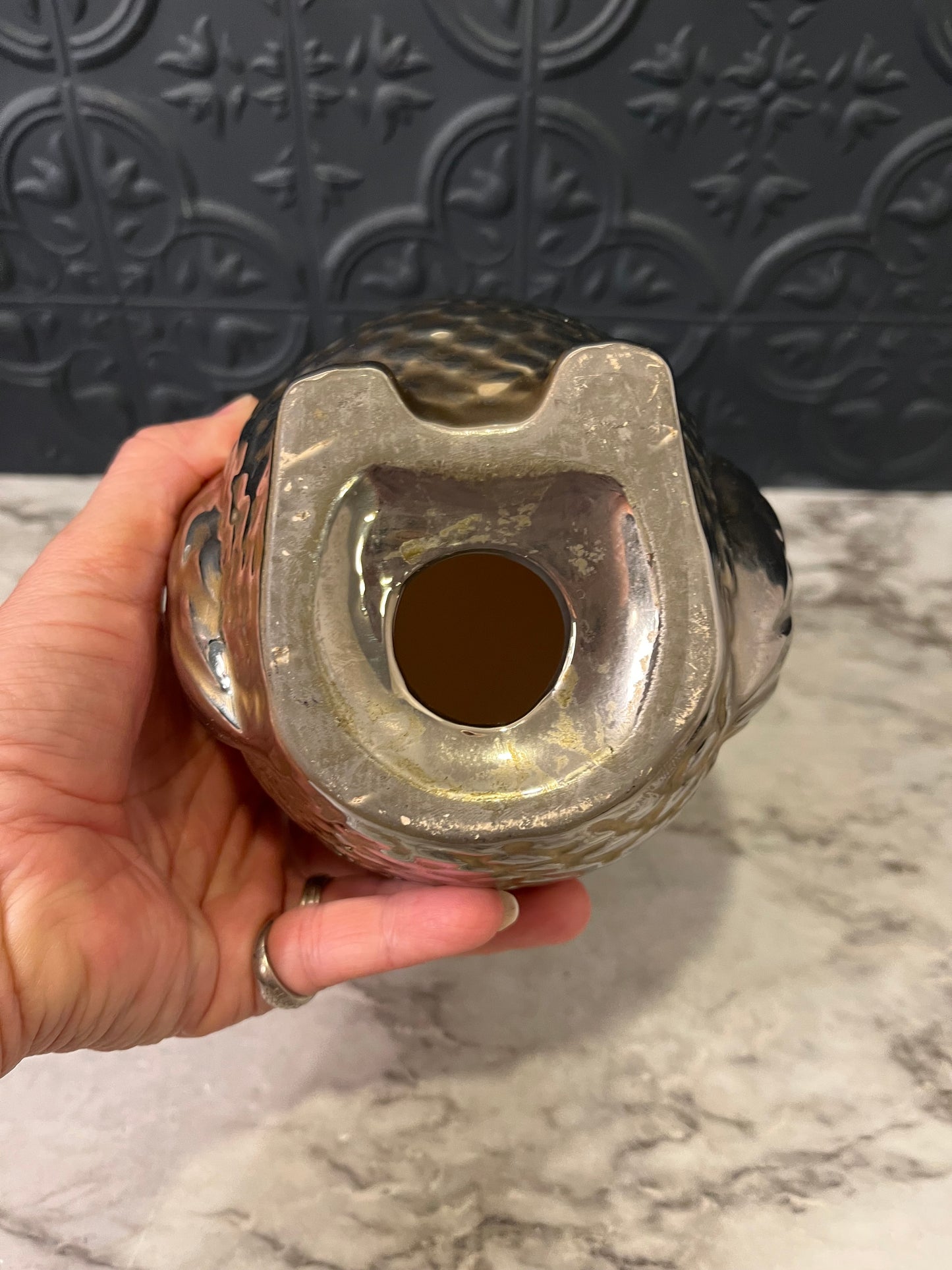Silver Ceramic owl