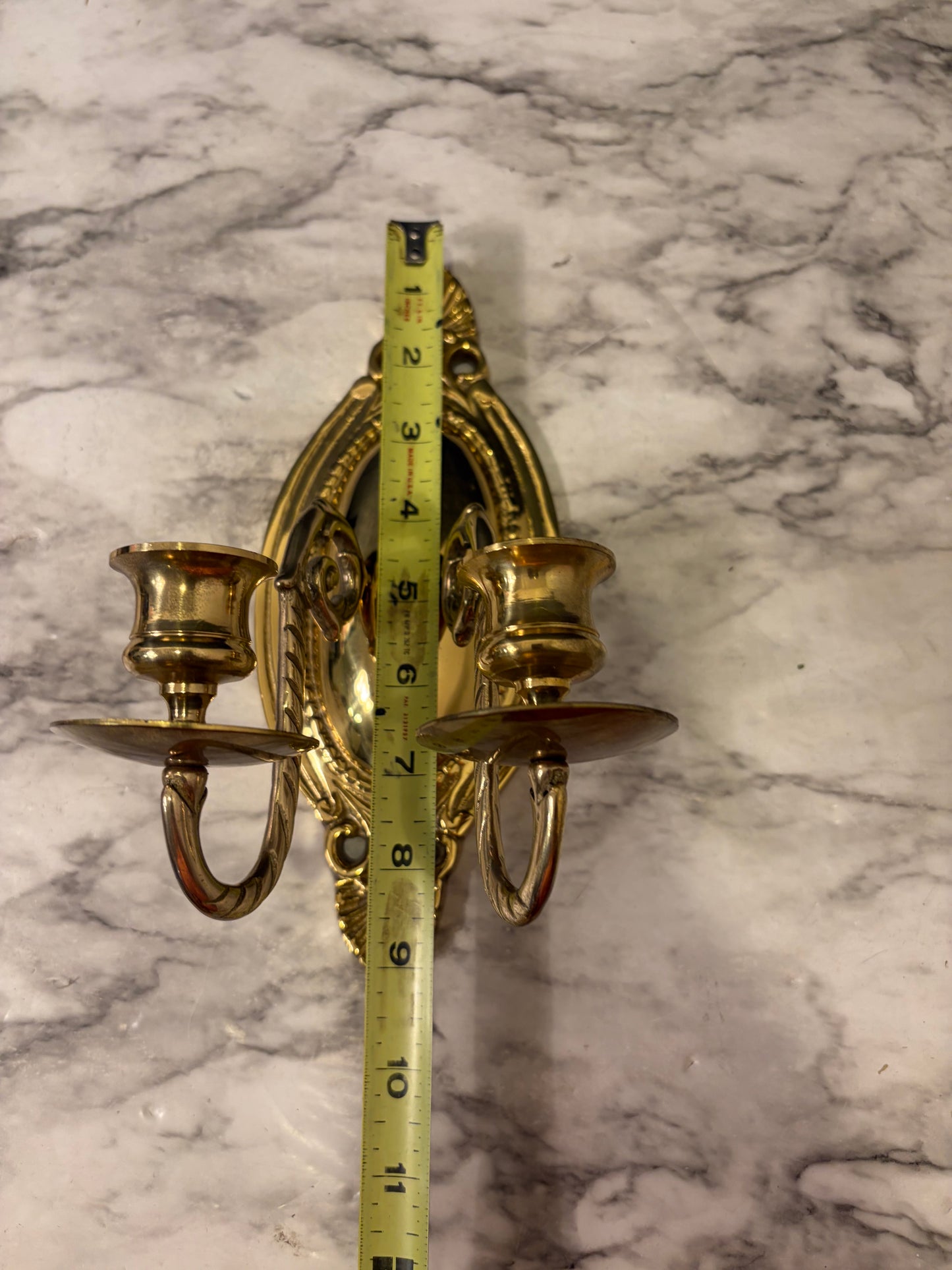 Brass Oval Dual Candle Sconce
