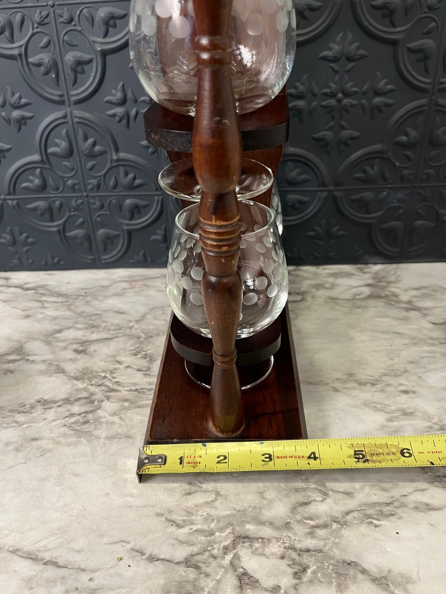 Vintage Brandy Glasses with Wood Holder