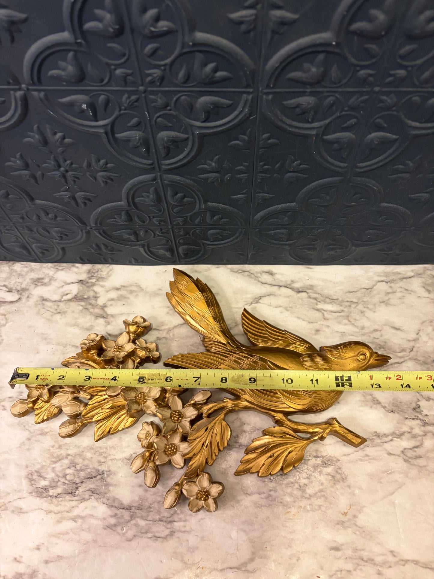 Dart Gold Plastic Bird on Branch wall Hanging