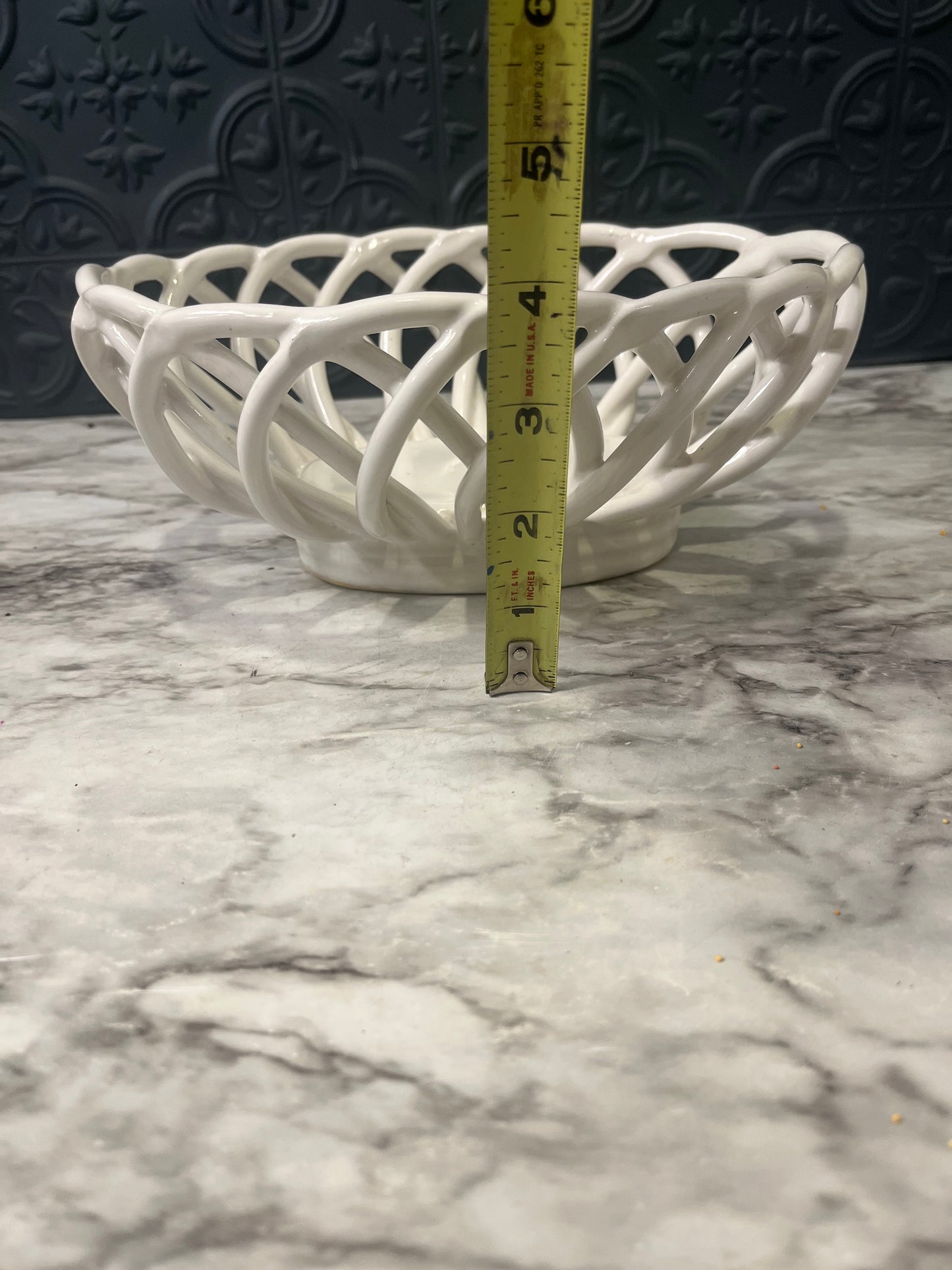 Cream Woven Ceramic Bread Basket
