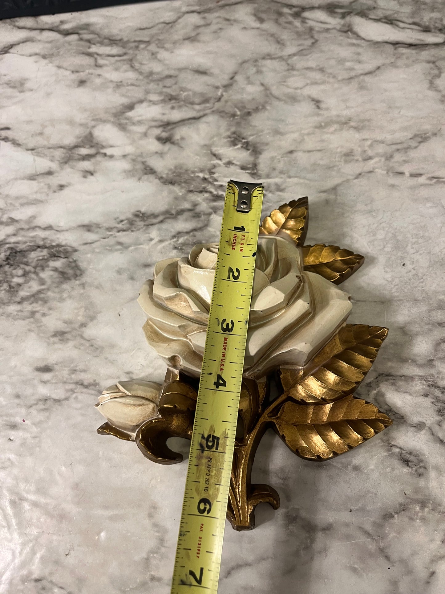 Homco Cream and Gold Rose Wall hanging